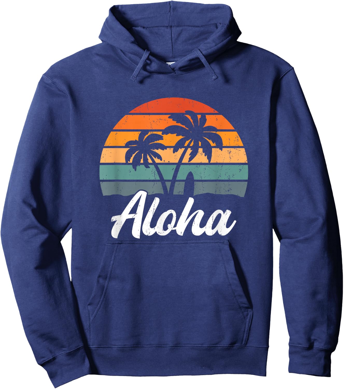 Aloha Hawaiian Shirt Surf Beach Palm Tree , black Hoodie - Hoodie | Navy