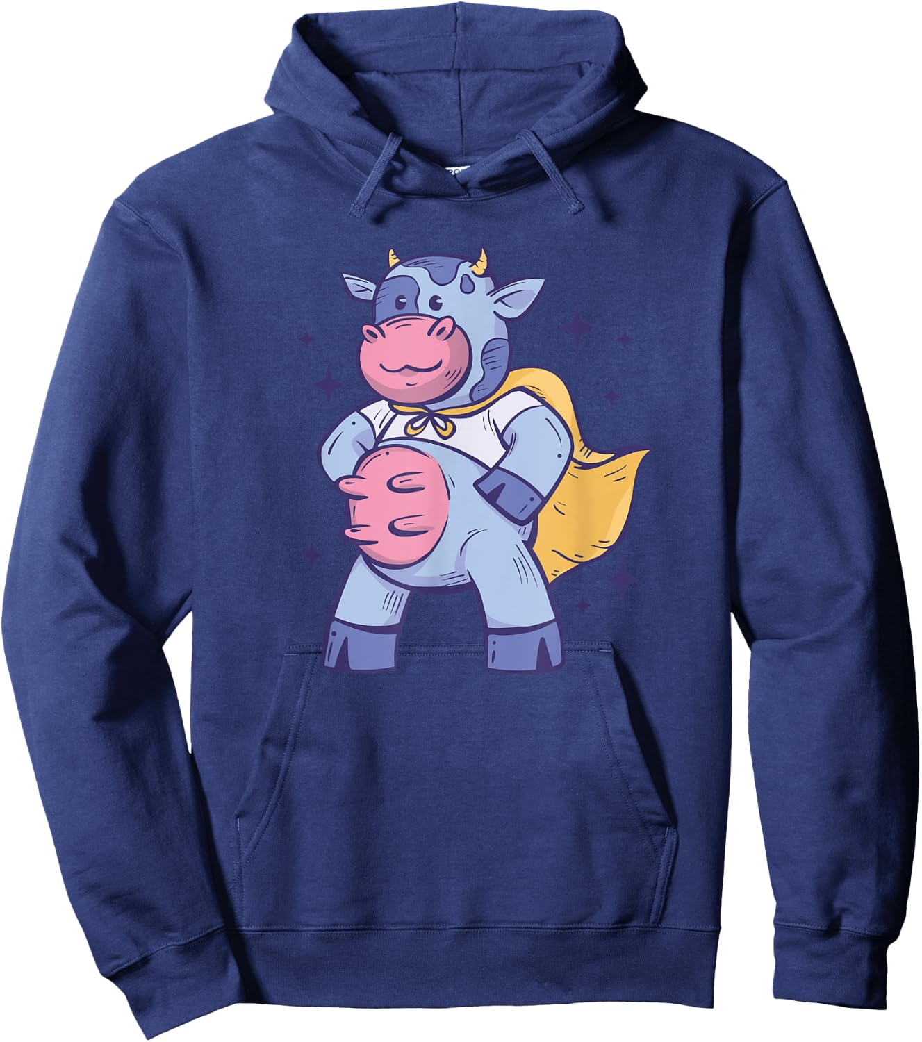 Cow In Superhero Costume Cattle, Cow Farmer Hoodie - Hoodie | Navy