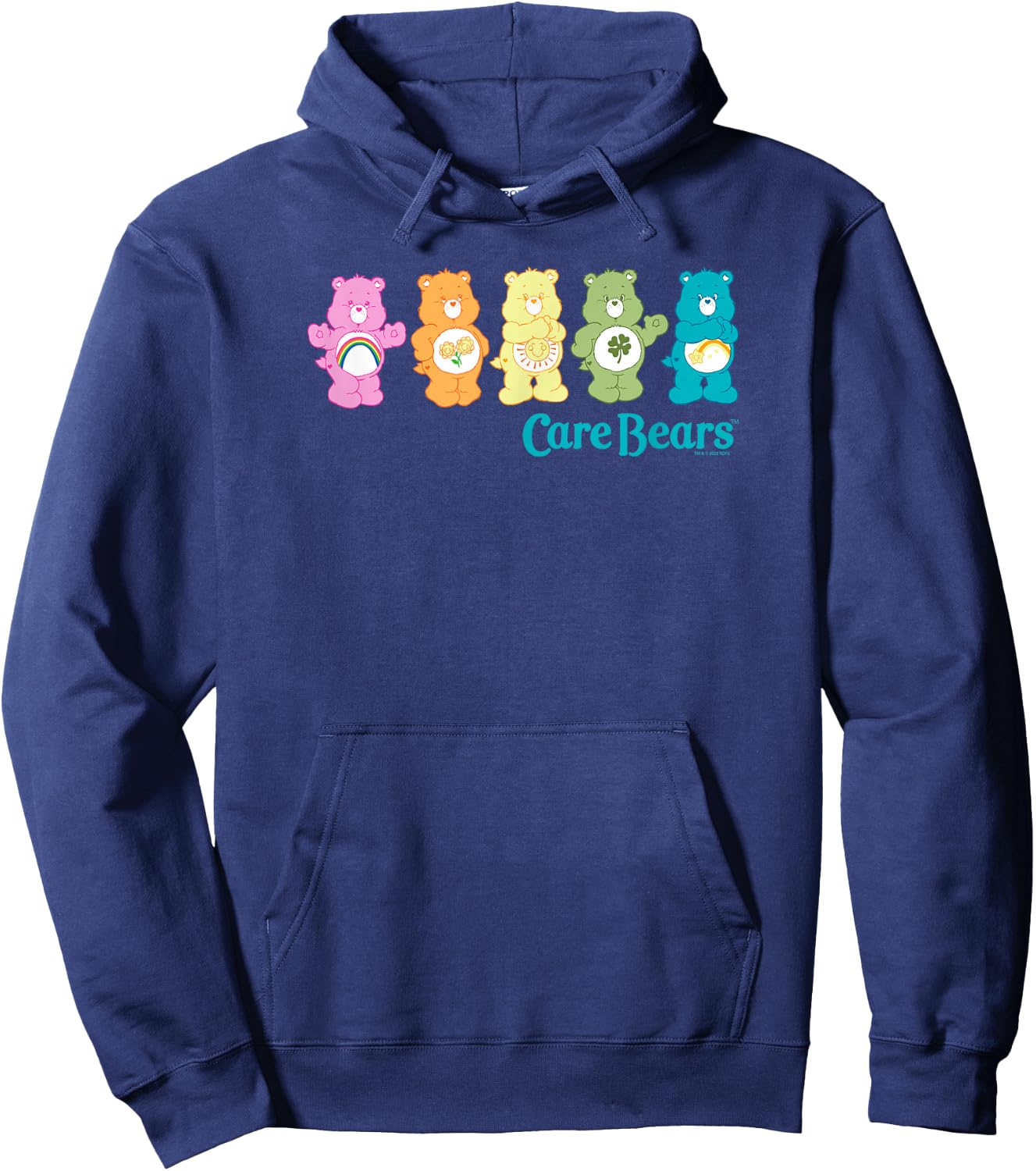 Care Bears Classic Vintage Rainbow Bears Line Up Logo , Black, S Hoodie - Hoodie | Navy