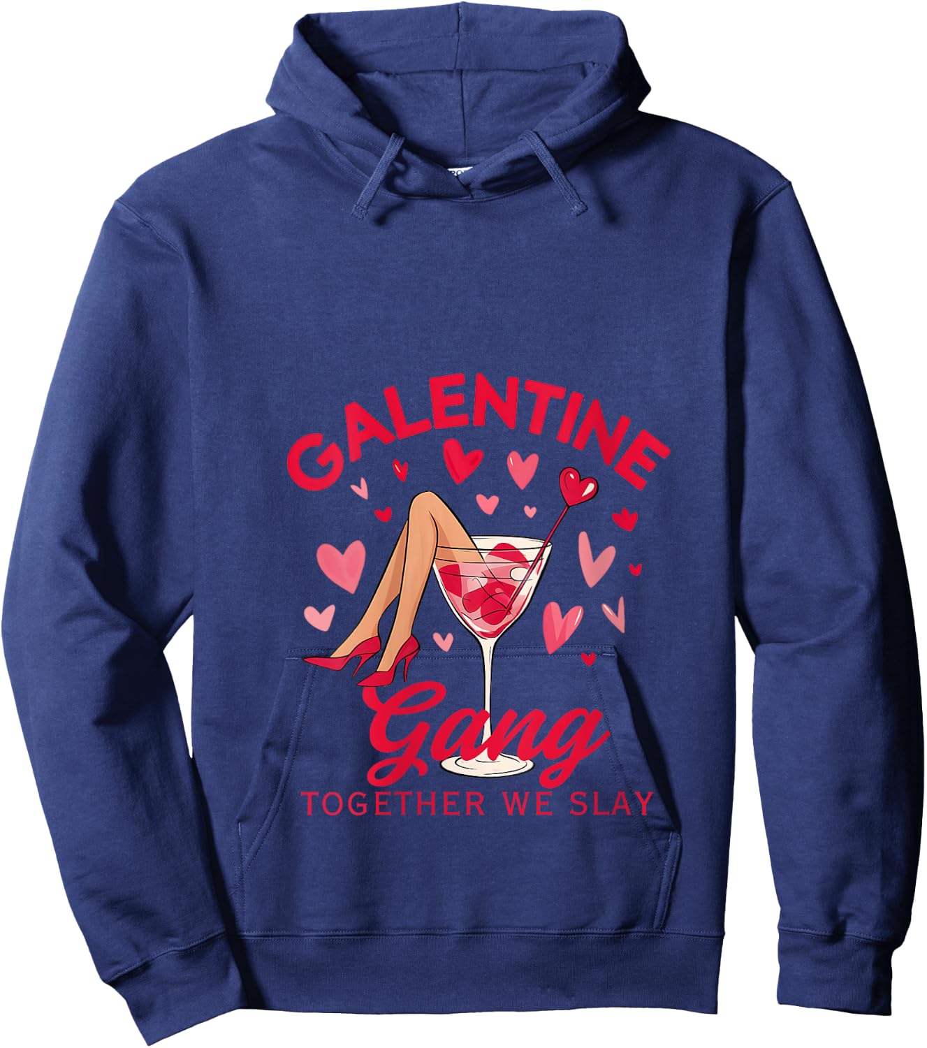 Galentine Gang Together We Slay Valentine's Day V-Neck Hoodie - Hoodie | Navy