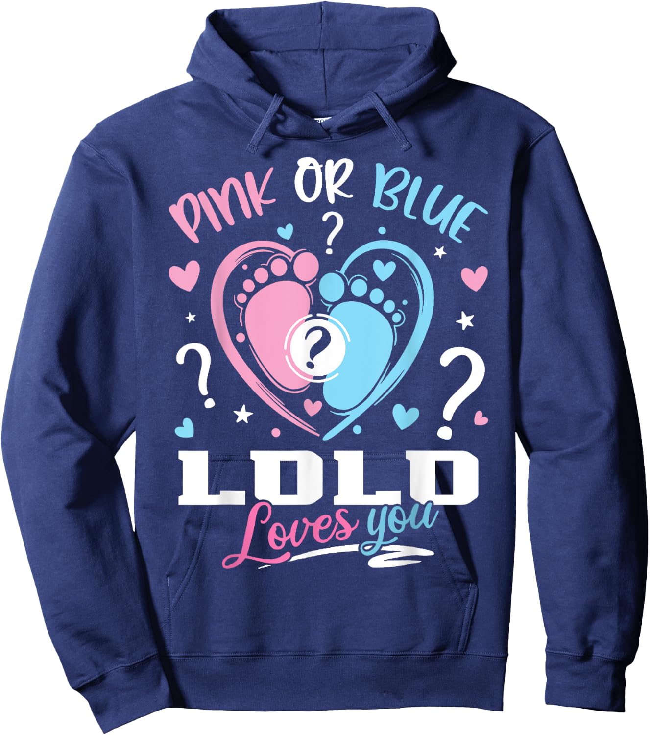 Pink Or Blue Lolo Loves You Gender Reveal Baby Hoodie - Hoodie | Navy