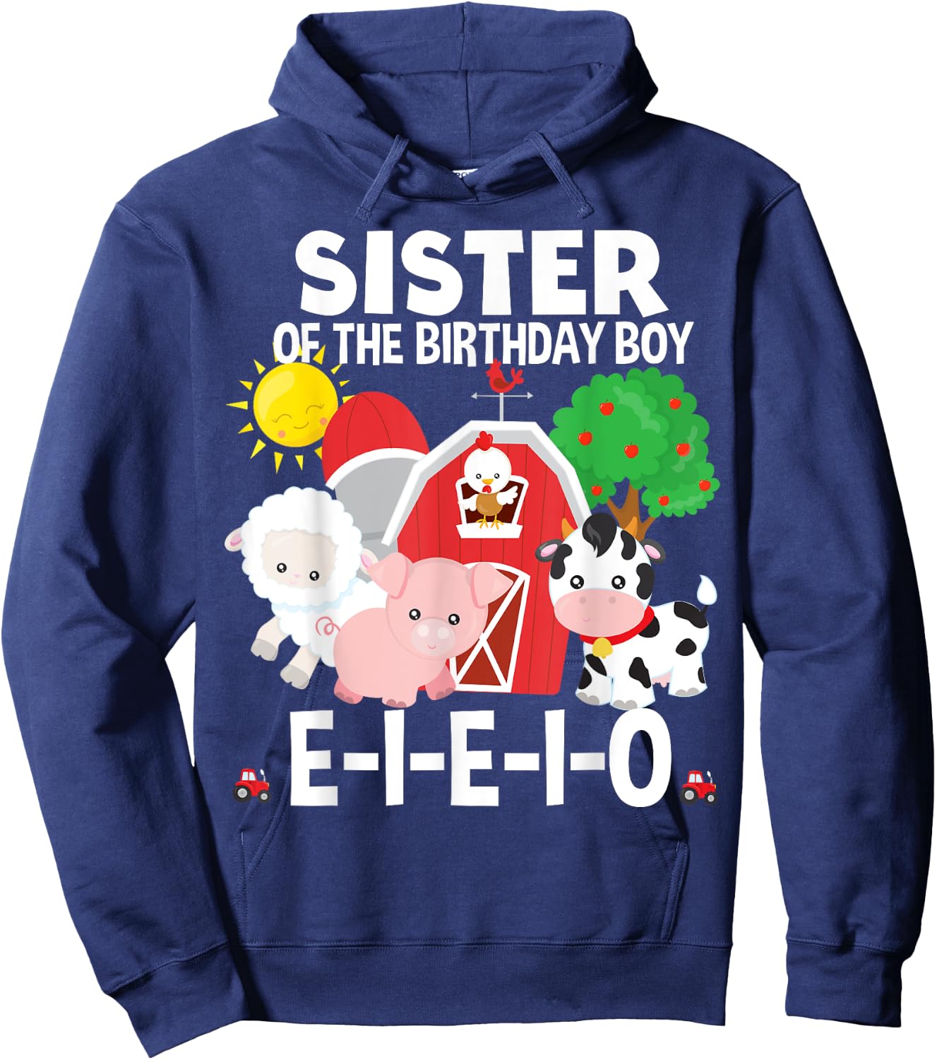 Sister Birthday Boy Old MacDonald Birthday Party Matching Hoodie - Hoodie | Navy