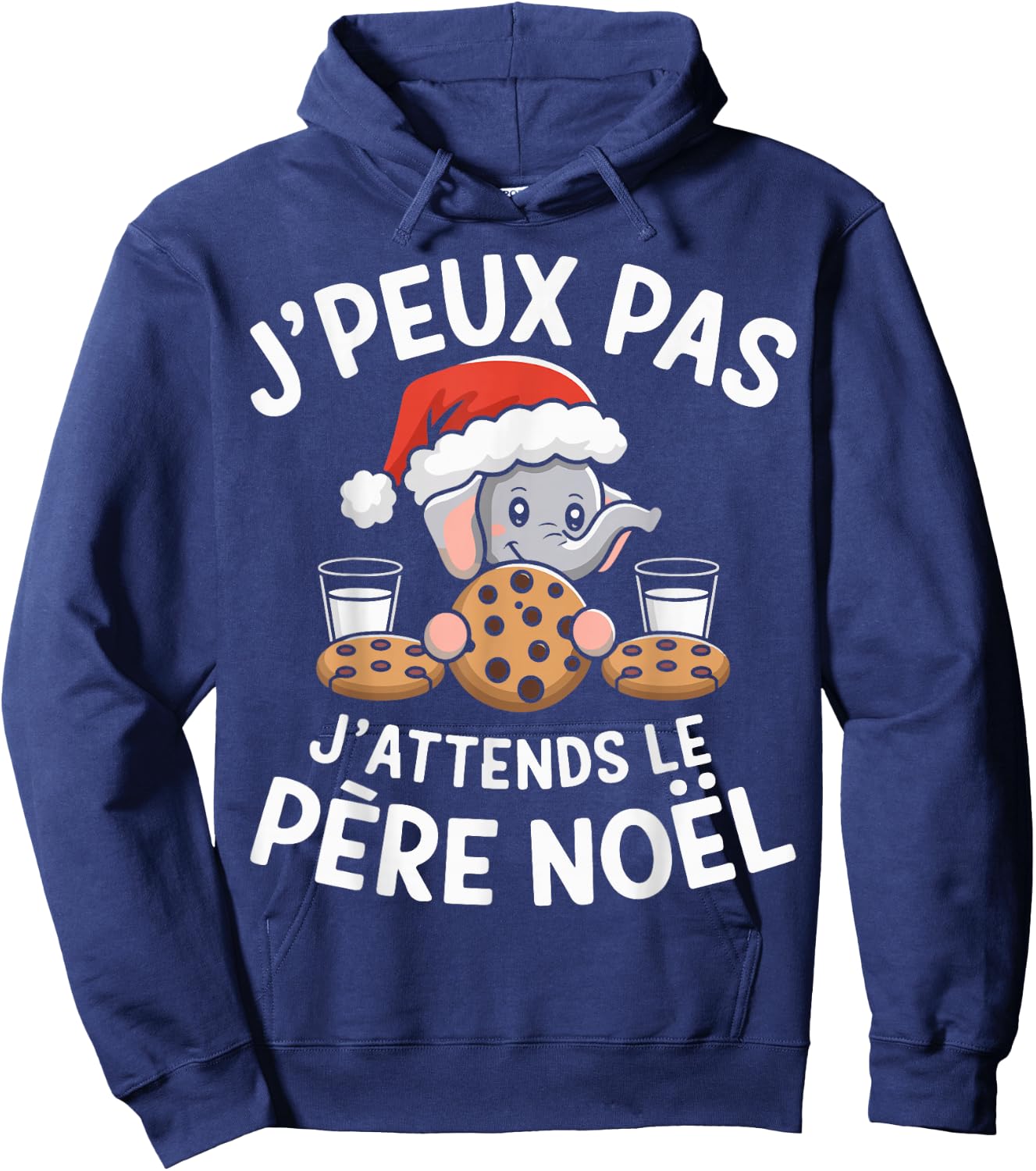 Je peux Pas J'attends Le Père Noël Animals Elephant Christmas , Black, S Hoodie - Hoodie | Navy