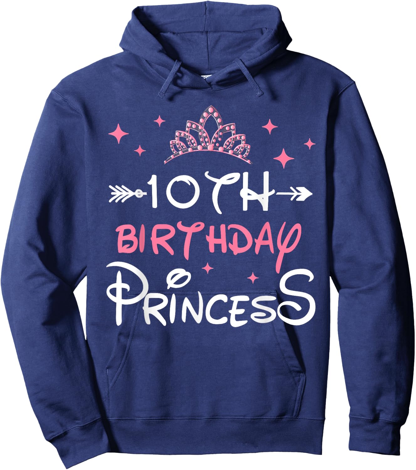 10th Birthday Princess Crown 10 Year Old Birthday Girl Party Hoodie - Hoodie | Navy