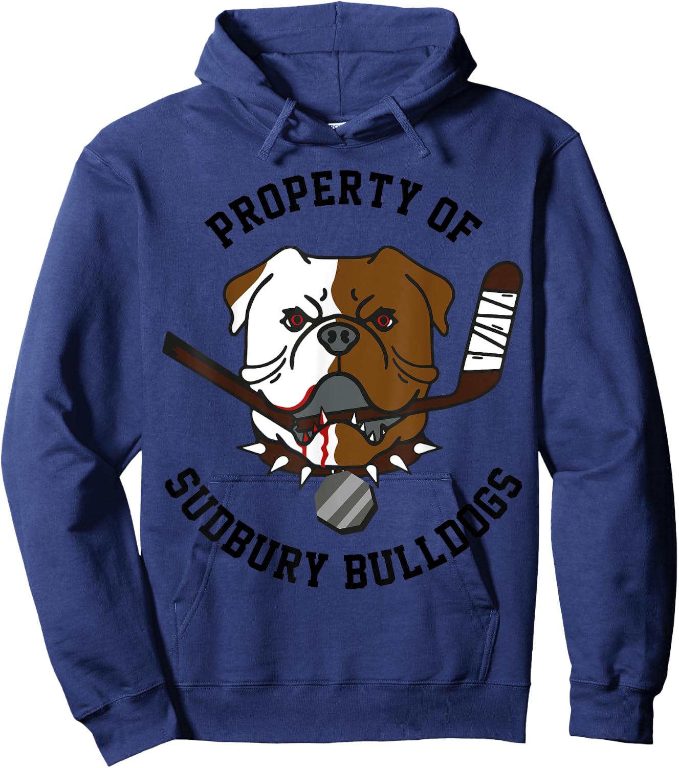 Retro Bulldog Property of Sudbury Bulldogs Classic Vintage Cartoon - Grey, Small Hoodie - Hoodie | Navy