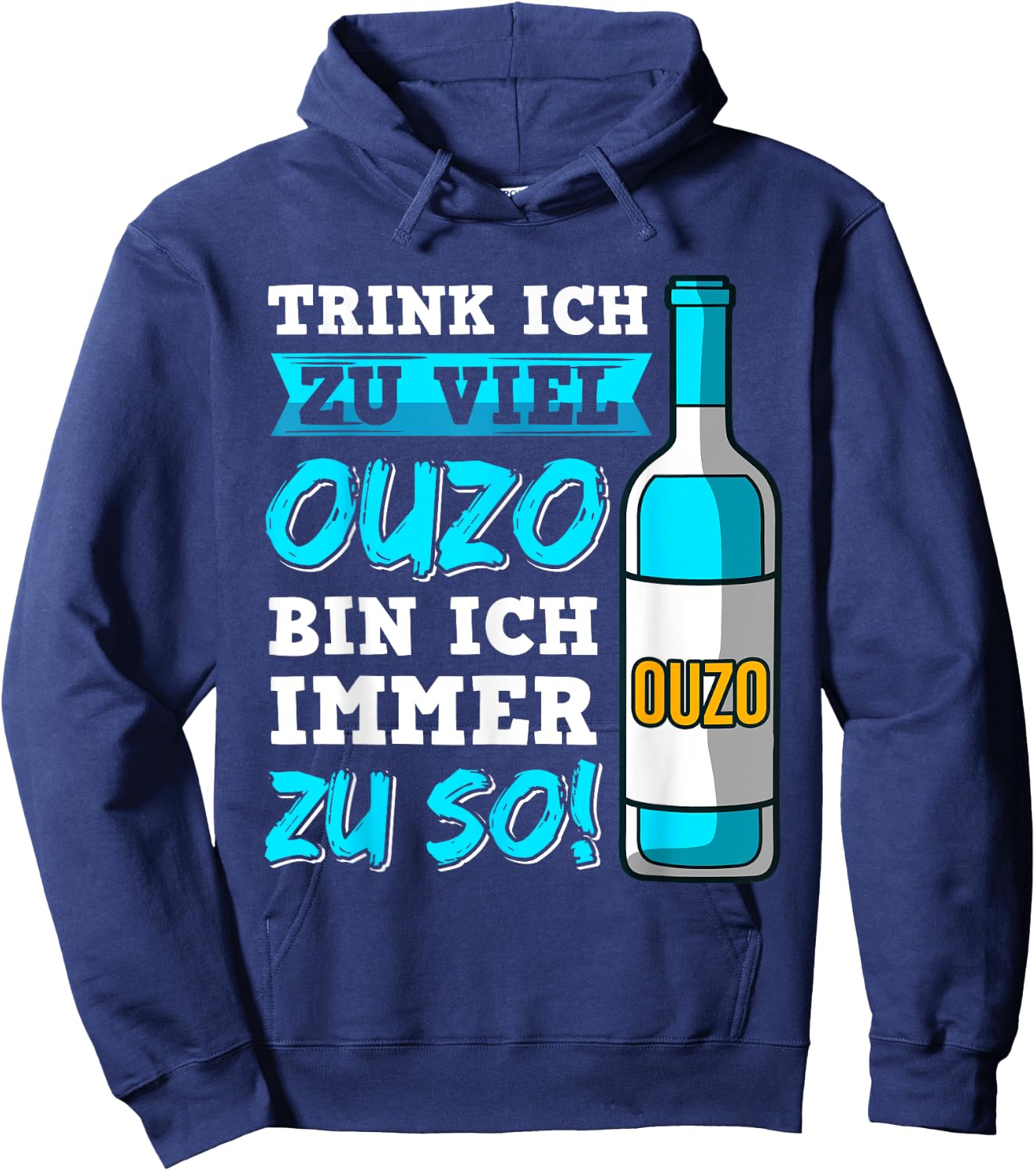 Ouzo Party Griechenland Alkohol Anstoßen Schnaps Saufen Hoodie - Hoodie | Navy