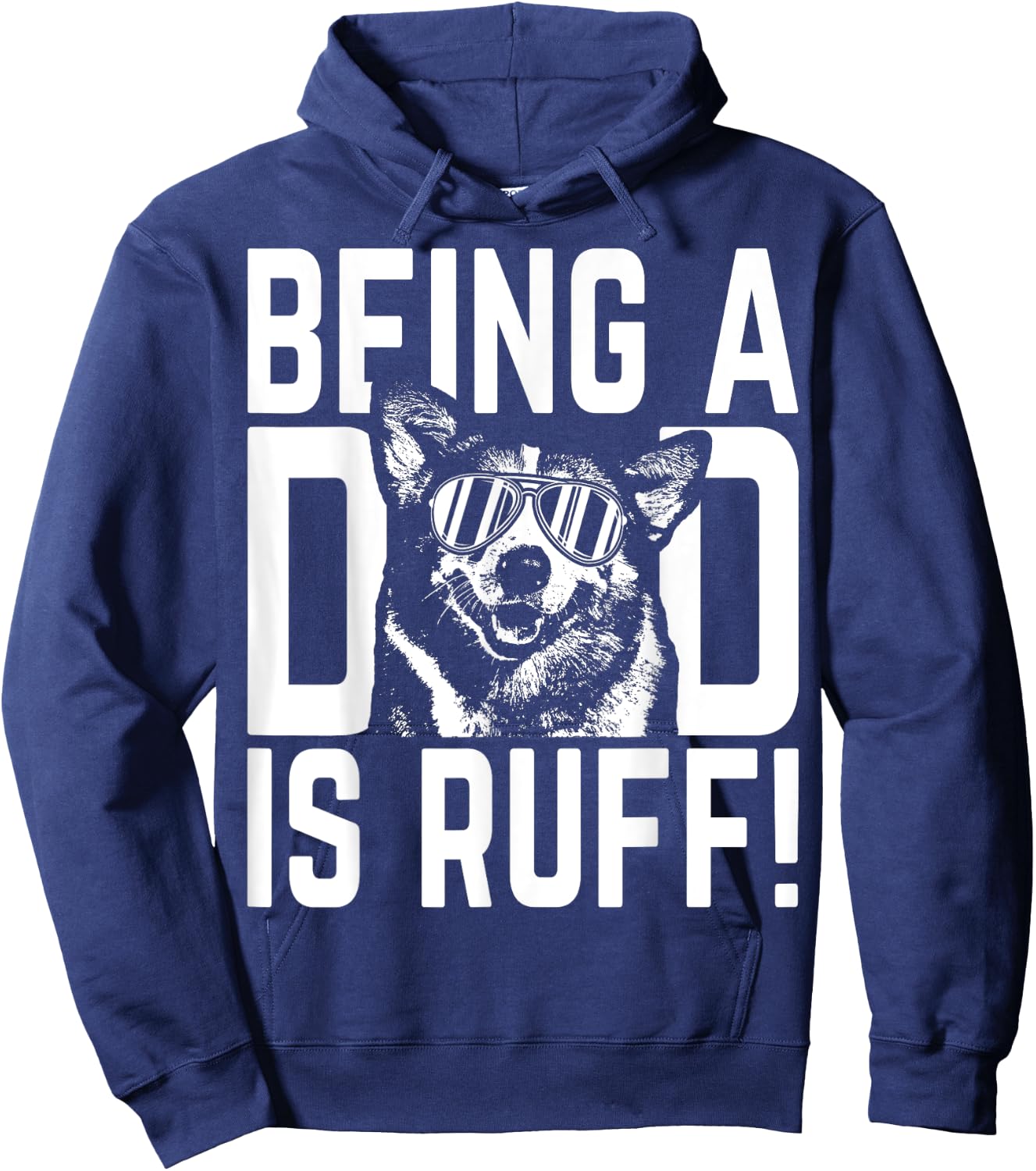 Being a Dad is Ruff Corgi Pup Dad Hoodie - Hoodie | Navy