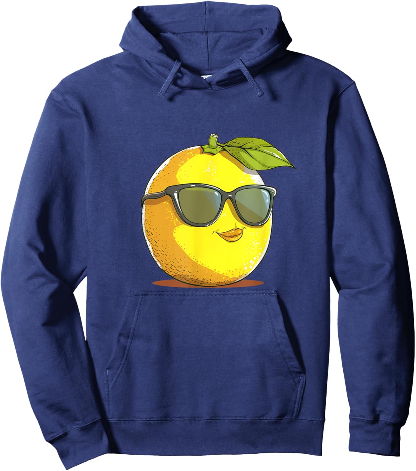 Funny Lemon Face with Sunglasses and Fun for Fruits Lovers Hoodie - Hoodie | Navy