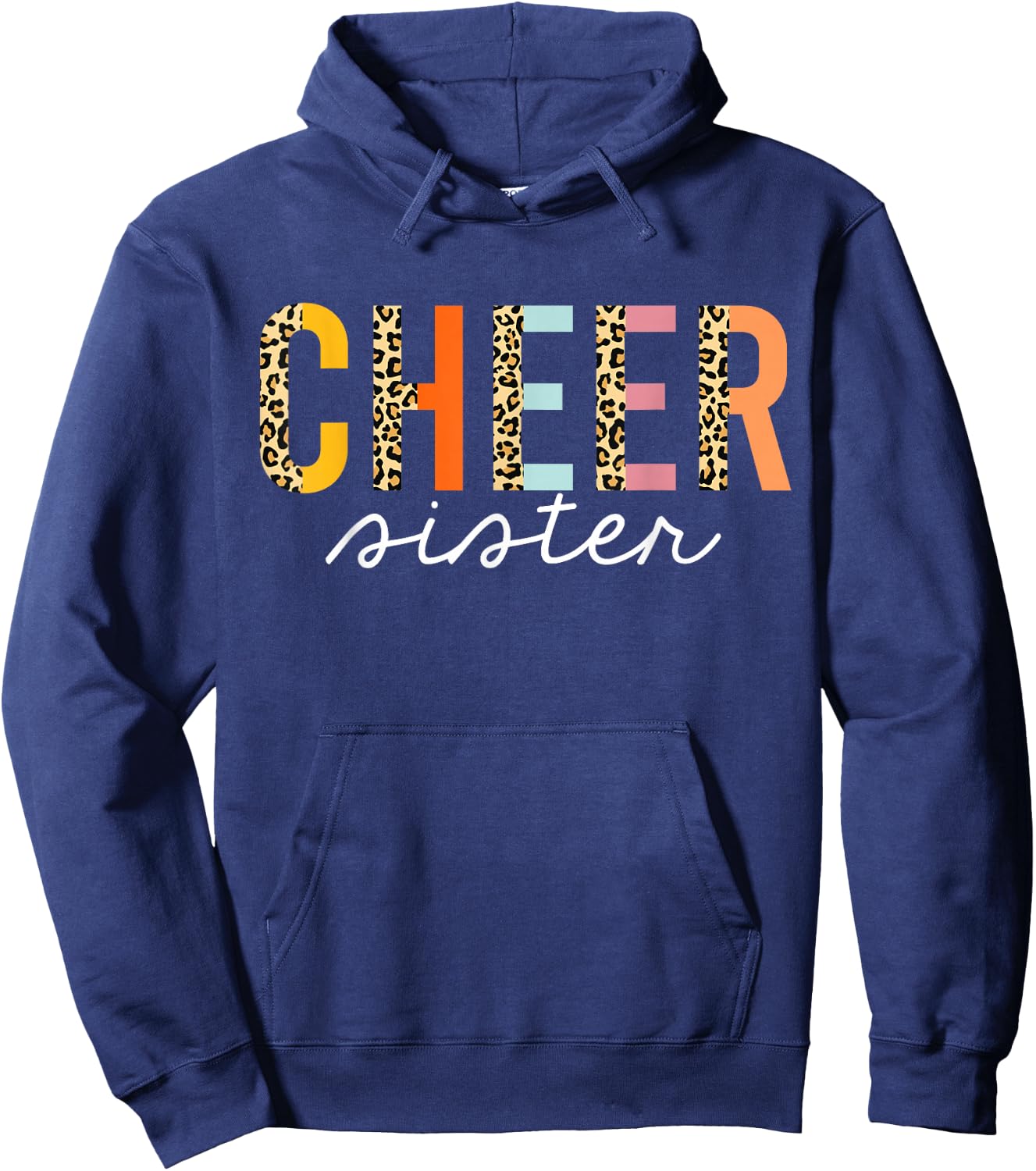 Cheer Sister Leopard Cheerleader Girl Cheerleading Big Sis Hoodie - Hoodie | Navy