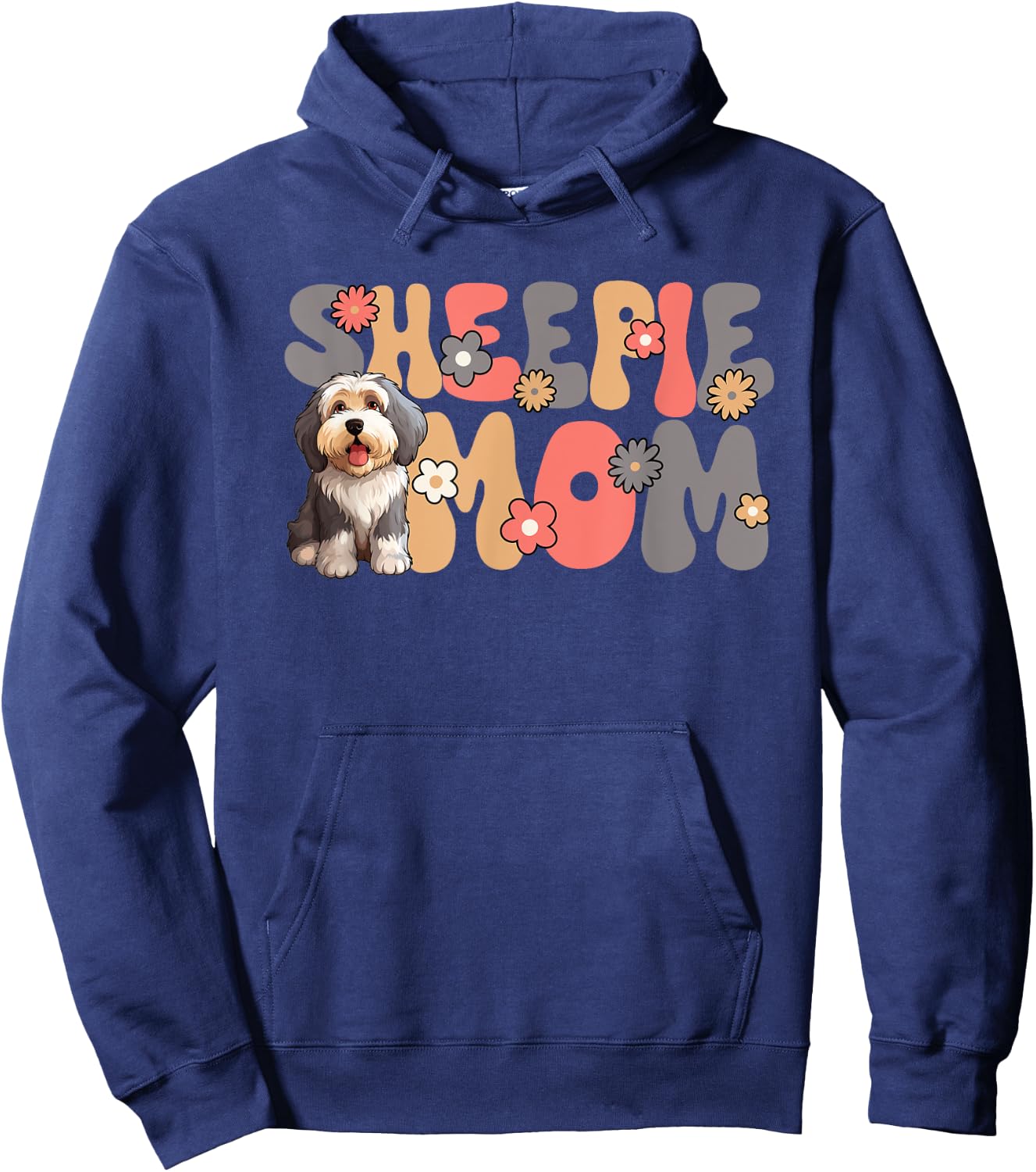 Old English Sheepdog Groovy World's Best Sheepie Mom Hoodie - Hoodie | Navy
