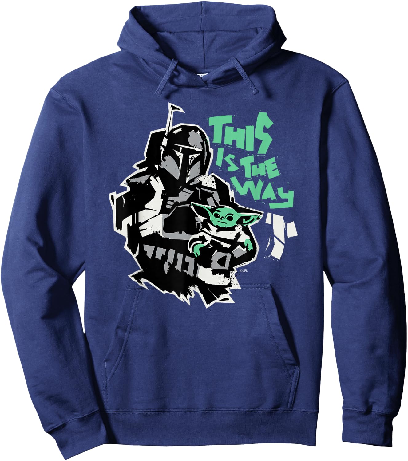 Star Wars The Mandalorian and Grogu This is the Way Raw Hoodie - Hoodie | Navy