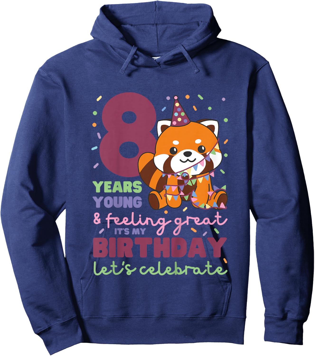 Kinder Roter Panda zum 8. Geburtstag für Kinder acht Jahre alt Hoodie - Hoodie | Navy
