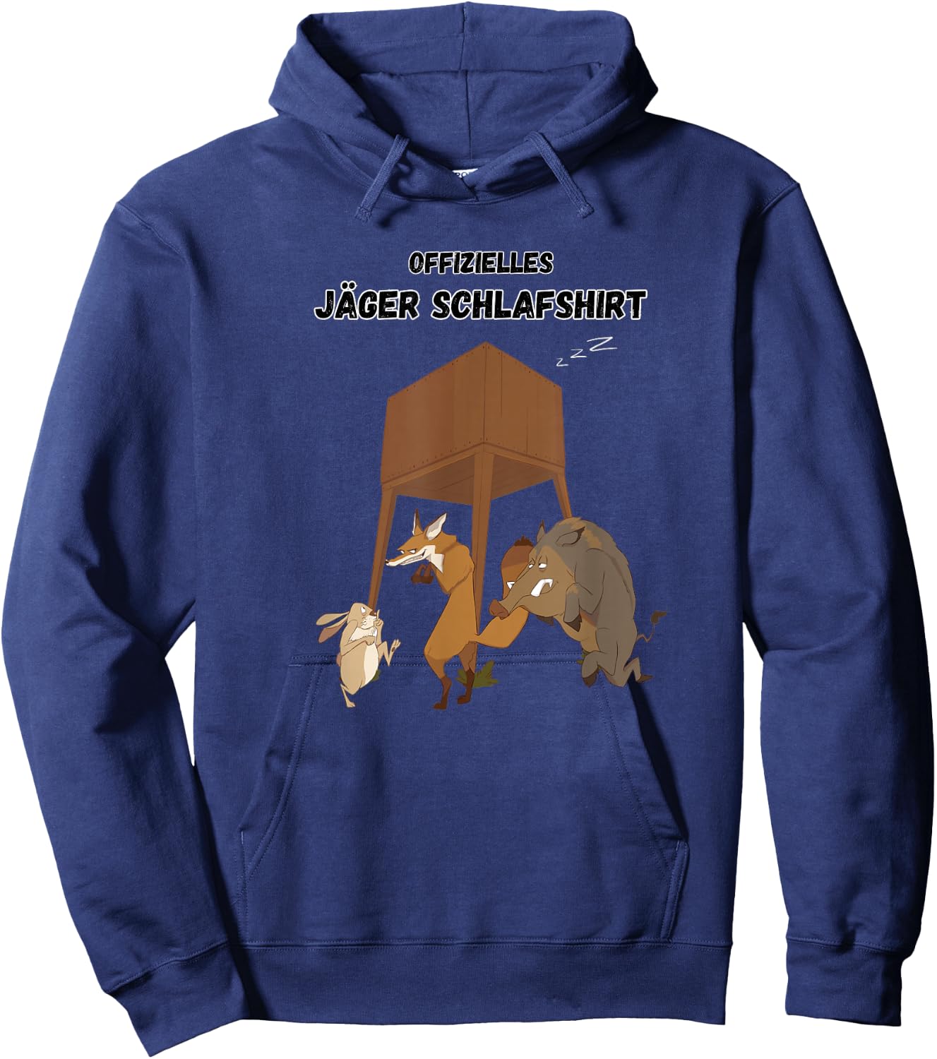 Offizielles Jäger Schlafshirt Wildschwein Fuchs und Hase Hoodie - Hoodie | Navy