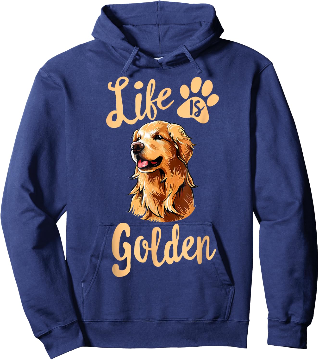 Life is Golden Funny Golden Retriever Cute Dog Good Pet Life Women Kids Hoodie - Hoodie | Navy