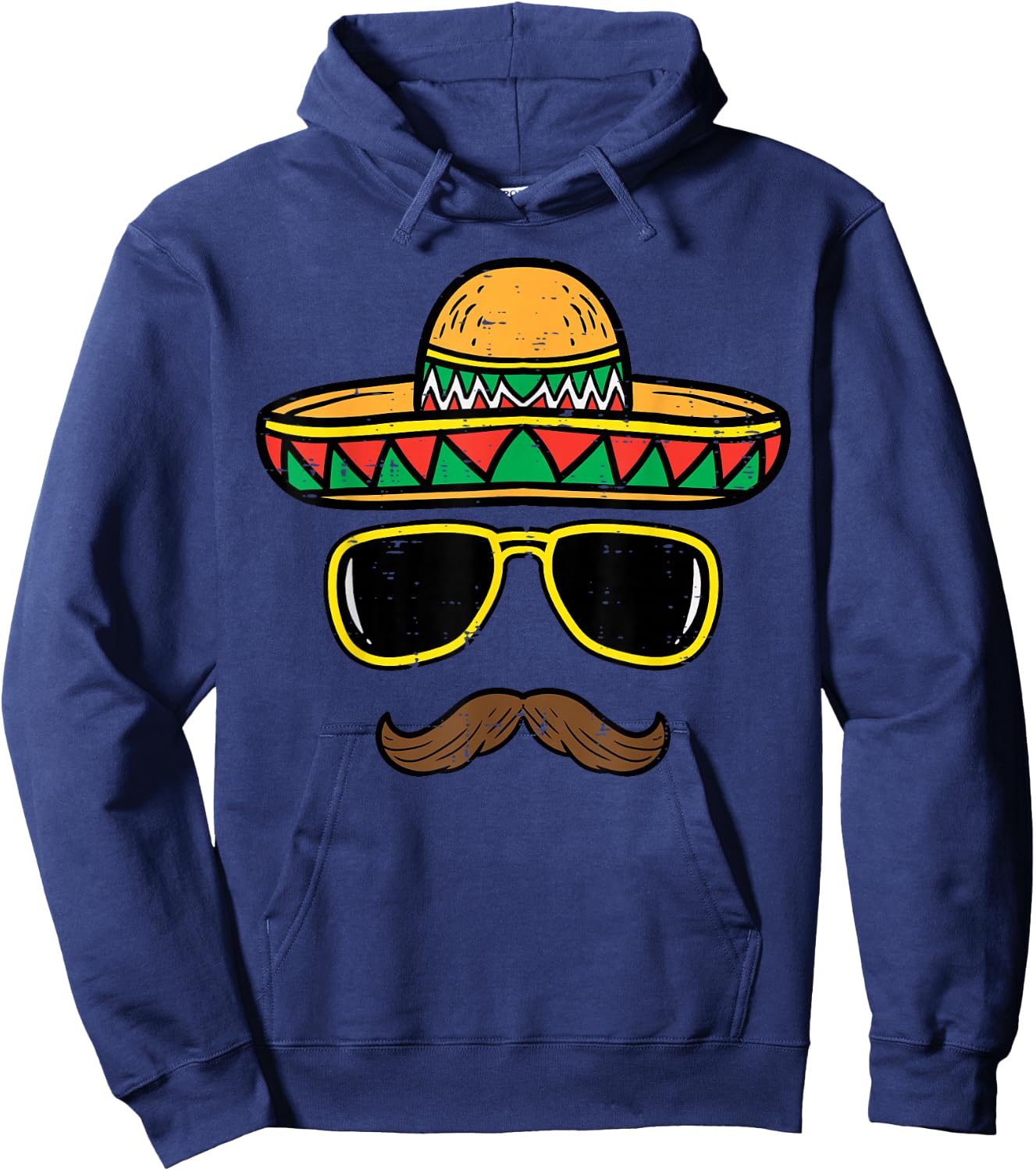 Sombrero Face Cinco De Mayo Mexican Fiesta Party Kids Boys , black, s Hoodie - Hoodie | Navy