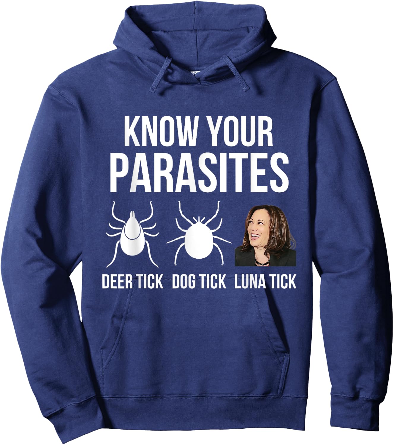 Know Your Parasites, Anti Kamala Harris Funny Political Hoodie - Hoodie | Navy