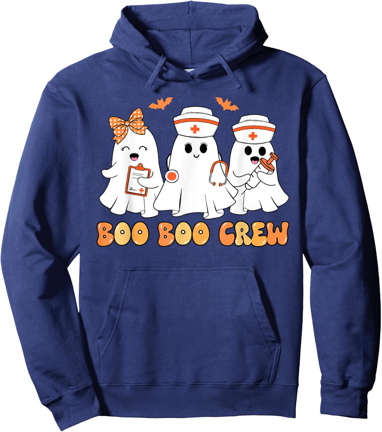 Boo Boo Crew Nurse Halloween Cute Ghost Girl Women Costume Hoodie - Hoodie | Navy