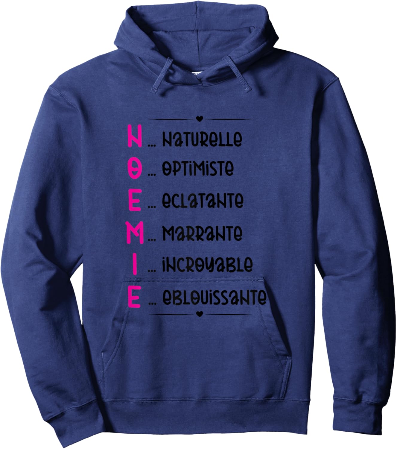 Noémie Prenom Personnalisé Femme Cadeau Prenom Noemie Girls' , Black, S Hoodie - Hoodie | Navy