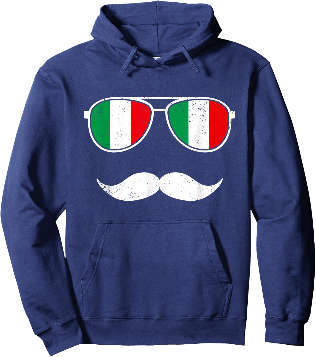 Italien-Flagge, Retro-Sonnenbrille, Schnurrbart, lustige italienische Jungen Hoodie - Hoodie | Navy