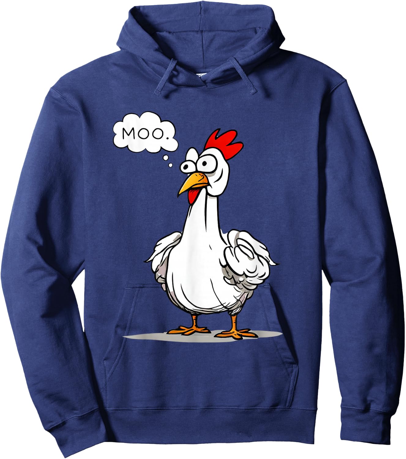 Moo Chicken Shirt Funny Silly Chick Says Moo Cow Sound Hoodie - Hoodie | Navy