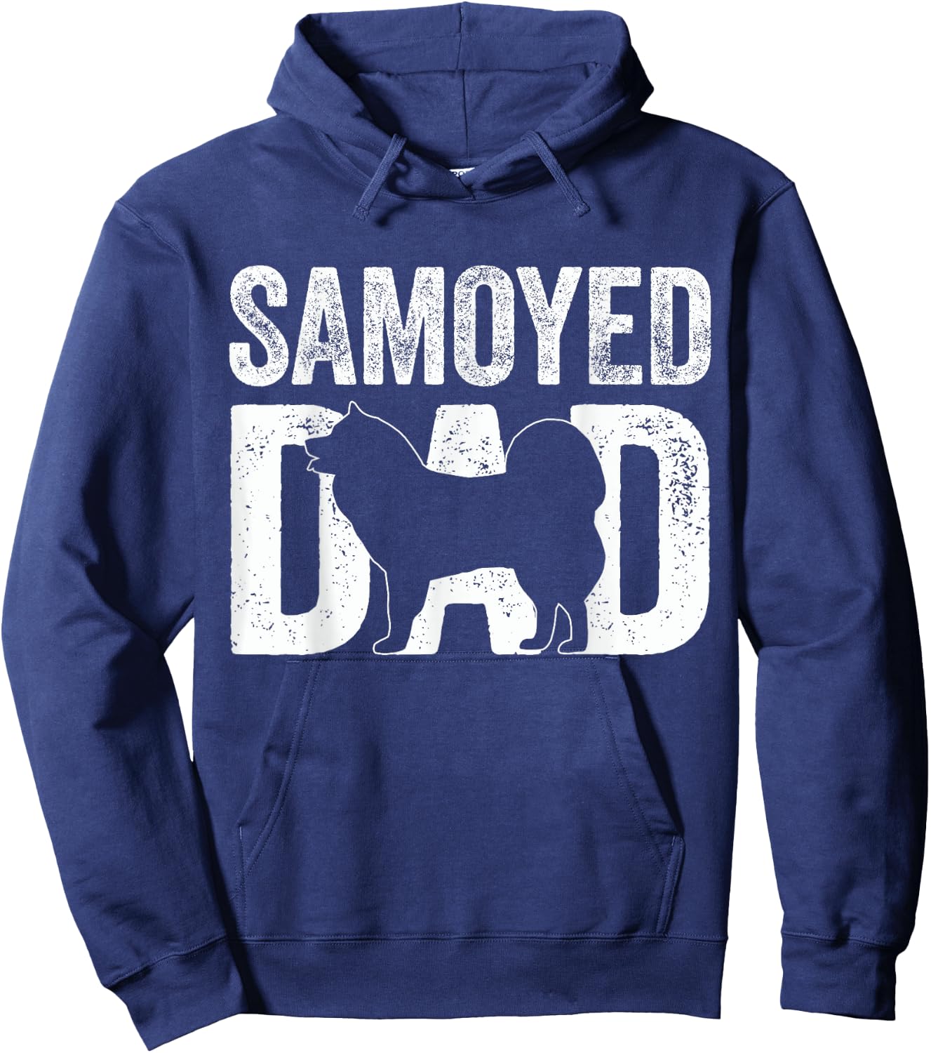 Retro Samoyed Dad Papa Father's Day Samoyed Silhouette Hoodie - Hoodie | Navy