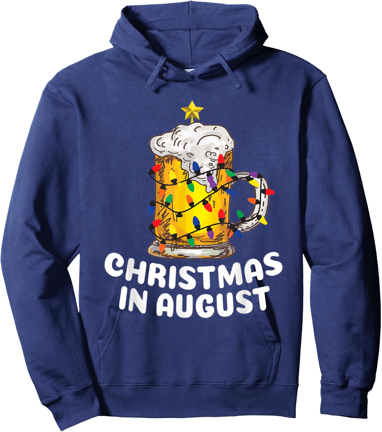 Awesome Beer Xmas Tree Summer For Christmas In August Men Women Hoodie - Hoodie | Navy