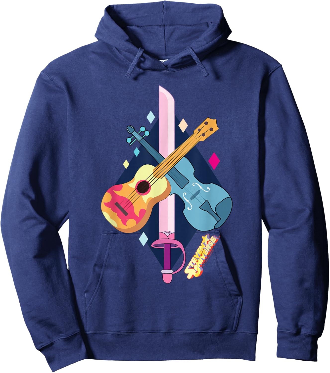Steven Universe Rose Quartz Swords and Guitars Hoodie - Hoodie | Navy