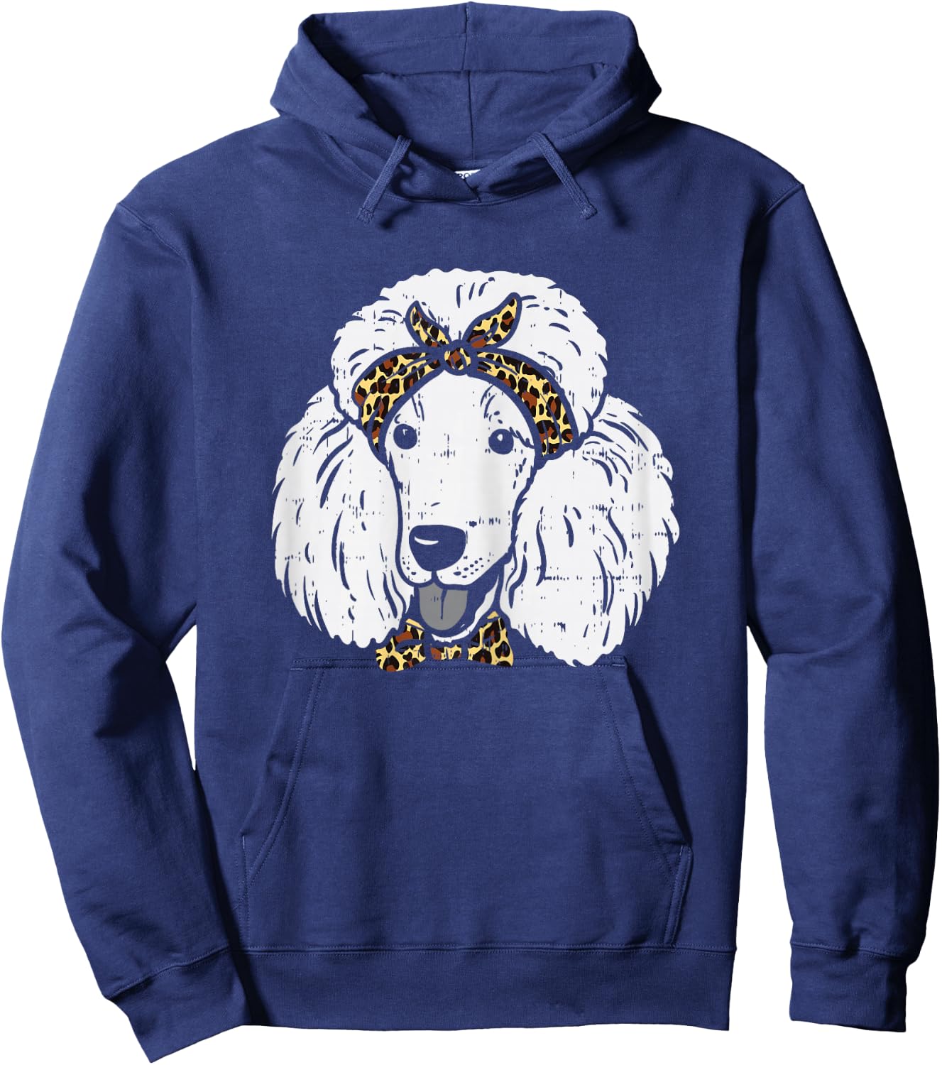 Poodle Leopard Bandana Cute Dog Lover Owner Girls Women Gift Hoodie - Hoodie | Navy