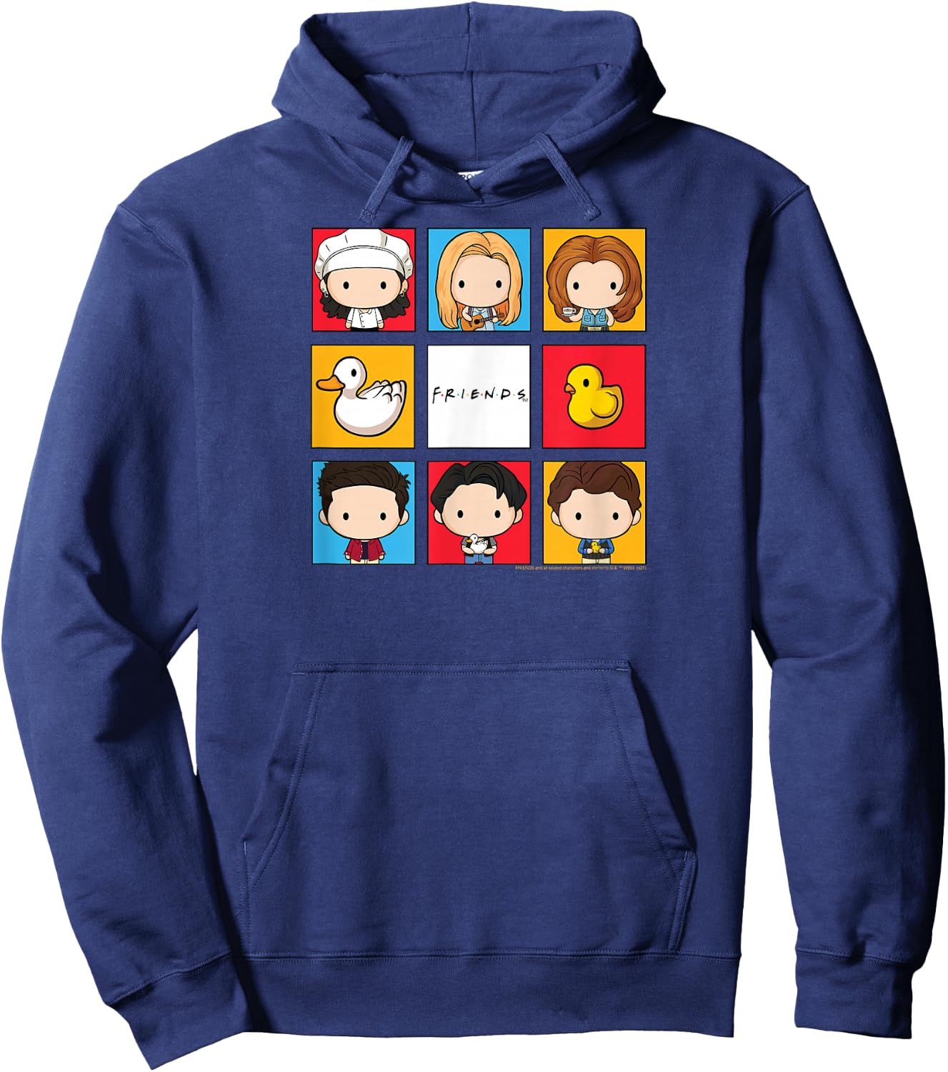 Friends Chibi Bunch Cast Pop Art Squares TV Show Hoodie - Hoodie | Navy