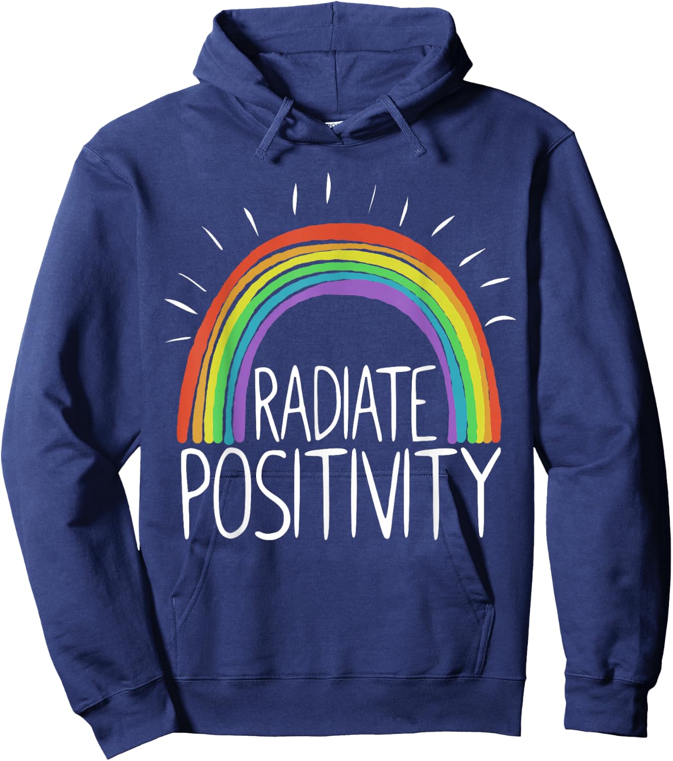Rainbow Rays Positive Motivation Hoodie - Hoodie | Navy