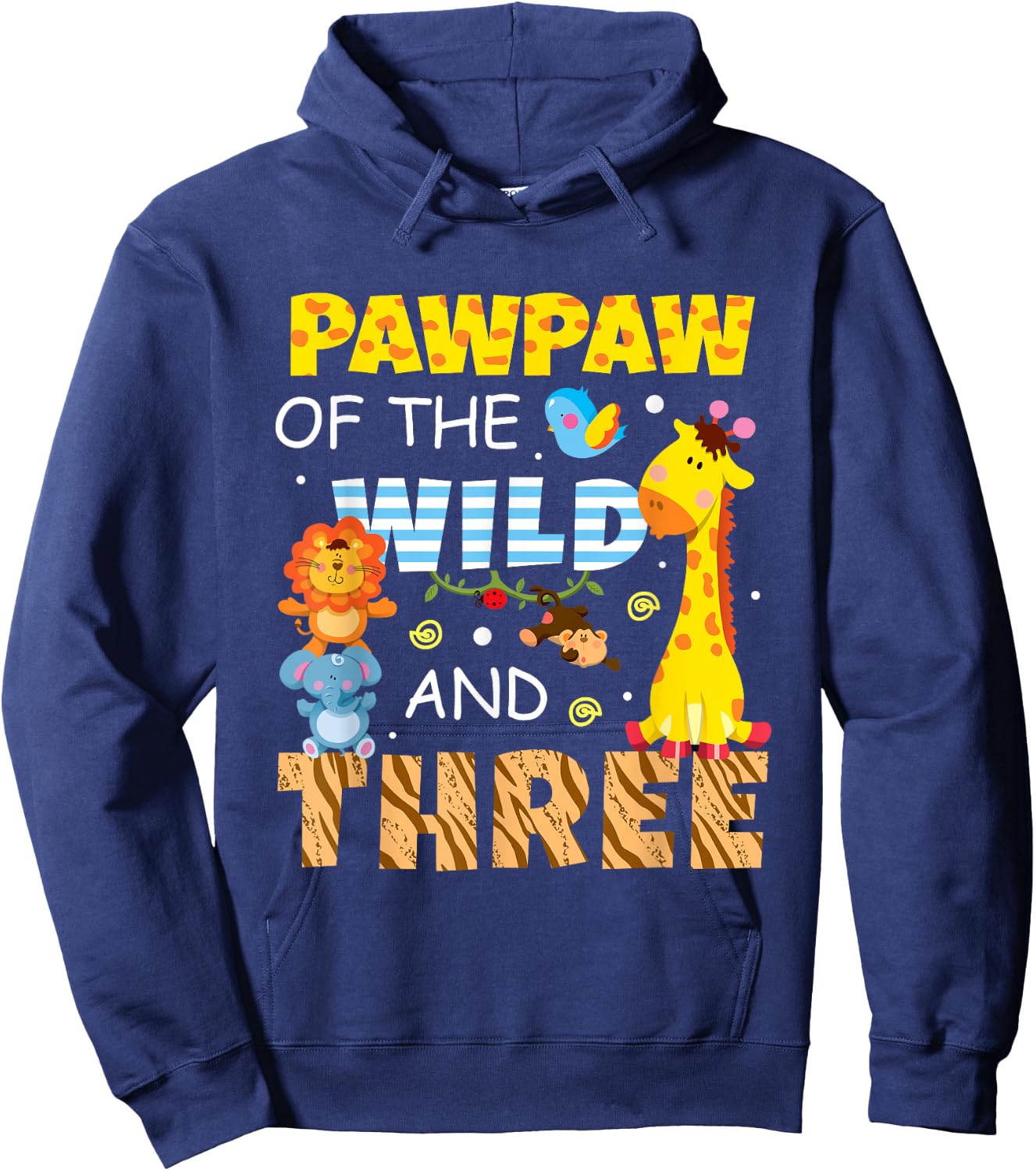 Pawpaw Of The Wild and Three Safari Jungle Zoo Animals Hoodie - Hoodie | Navy