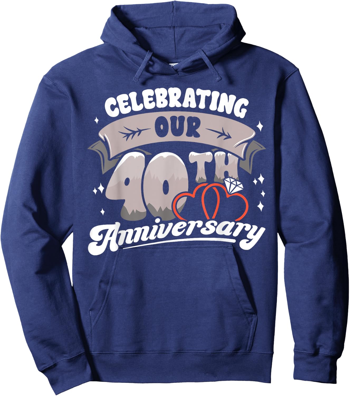 40th Wedding Anniversary Celebrating 40 Years Matching Gift Hoodie - Hoodie | Navy