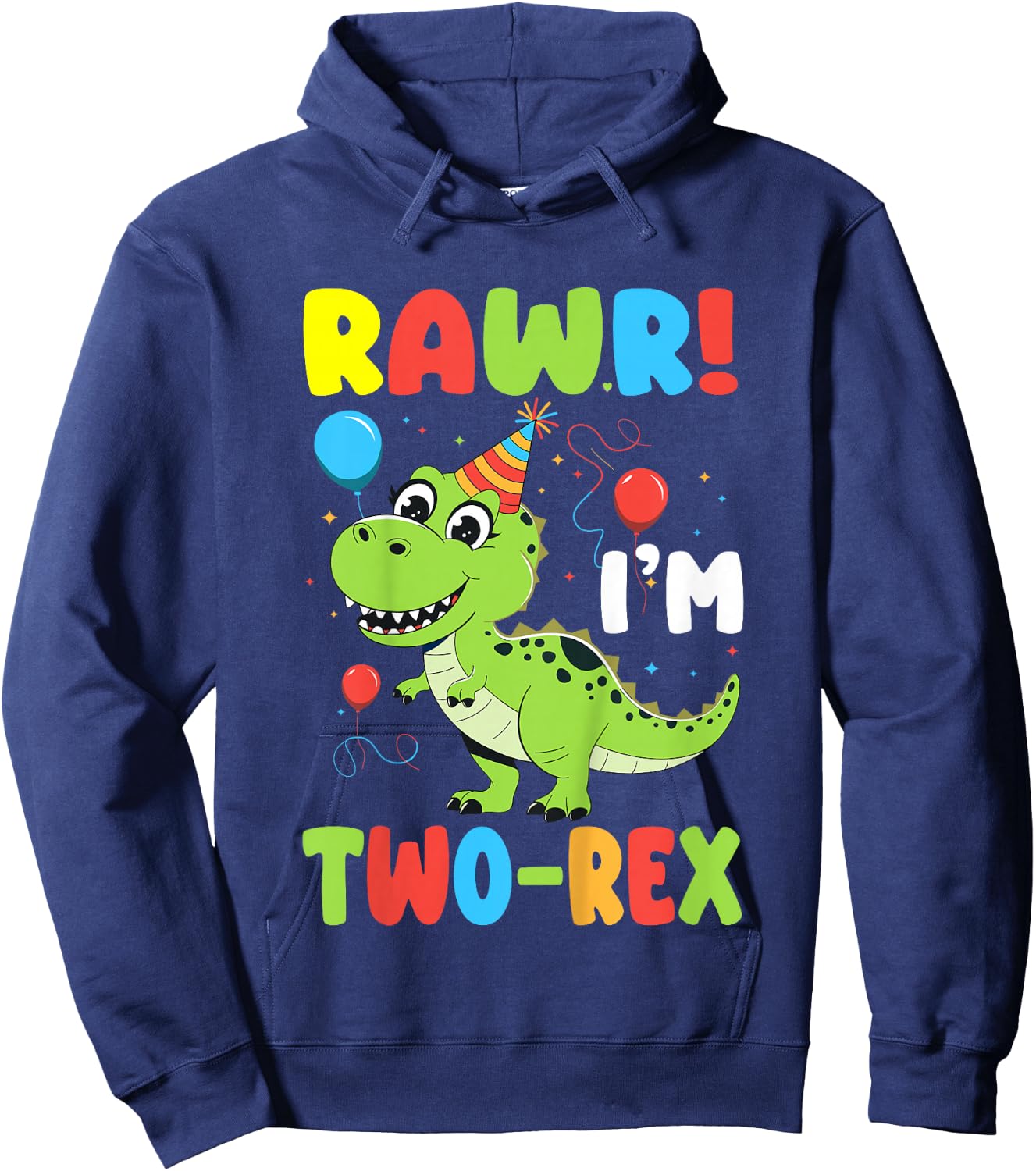 Kids Rawr I'm Two-Rex Dinosaur Kids 2nd Birthday 2 Years Old Hoodie - Hoodie | Navy