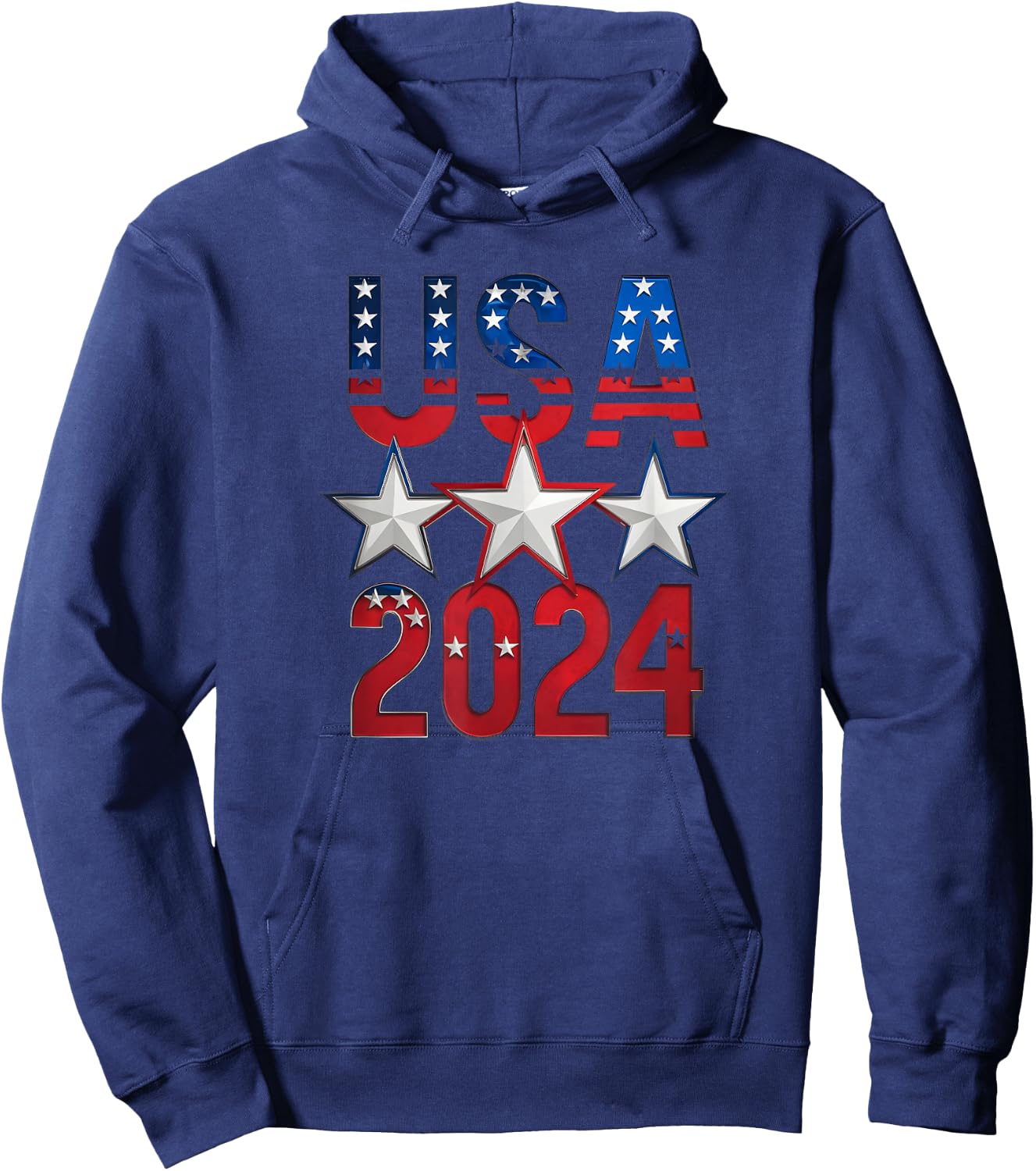 USA Patriotic Team Sports 2024, American Flag Hoodie - Hoodie | Navy