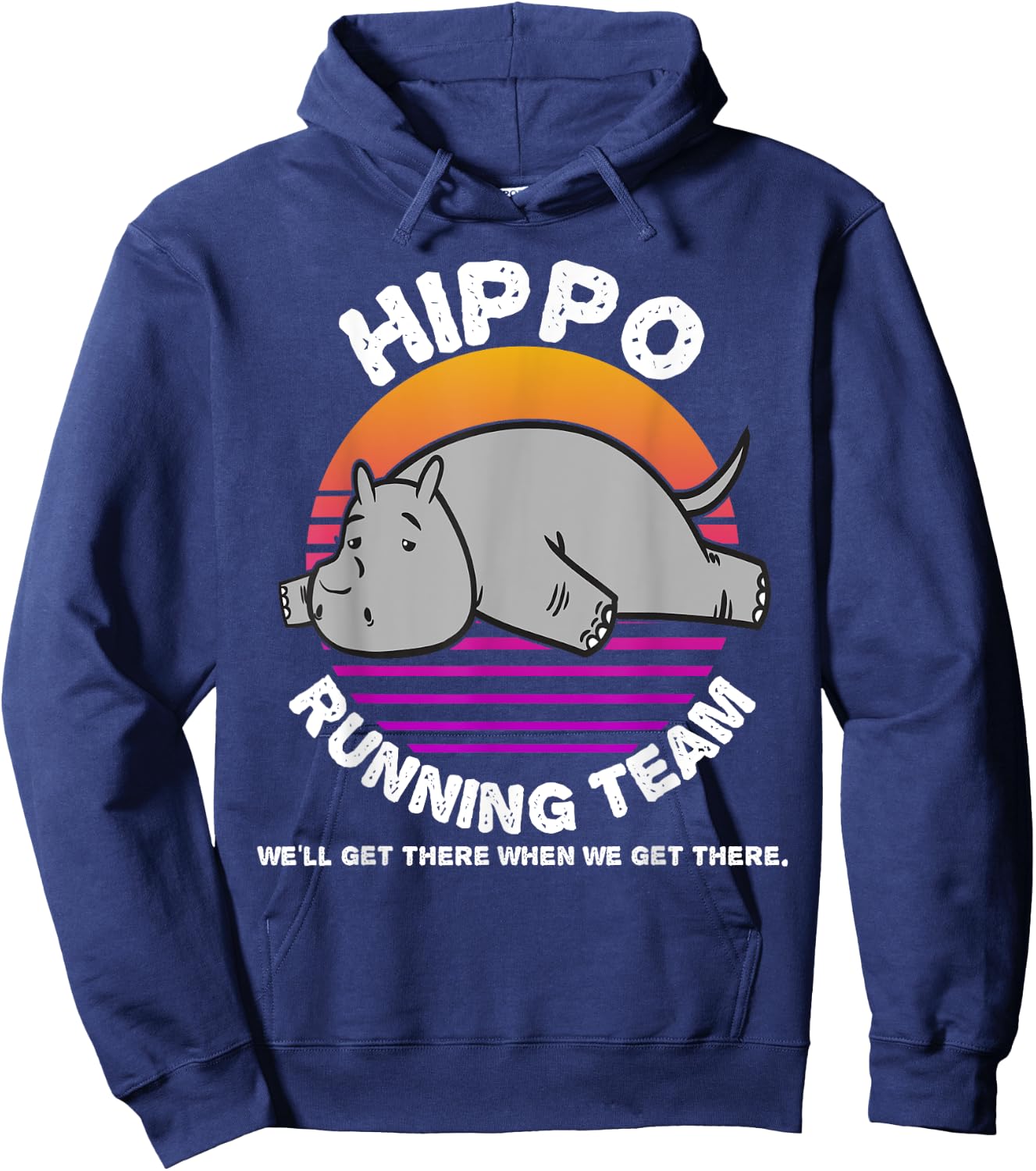 Funny Hippo Running Team Shirt Kids Men Women Gift Hoodie - Hoodie | Navy