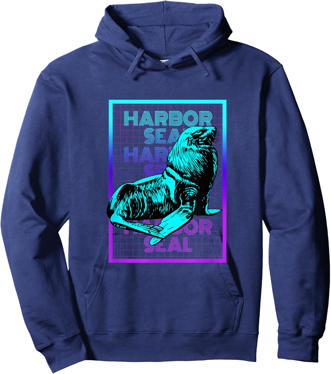 Harbor Seal Animal Vintage Retro Harbor Seal Hoodie - Hoodie | Navy