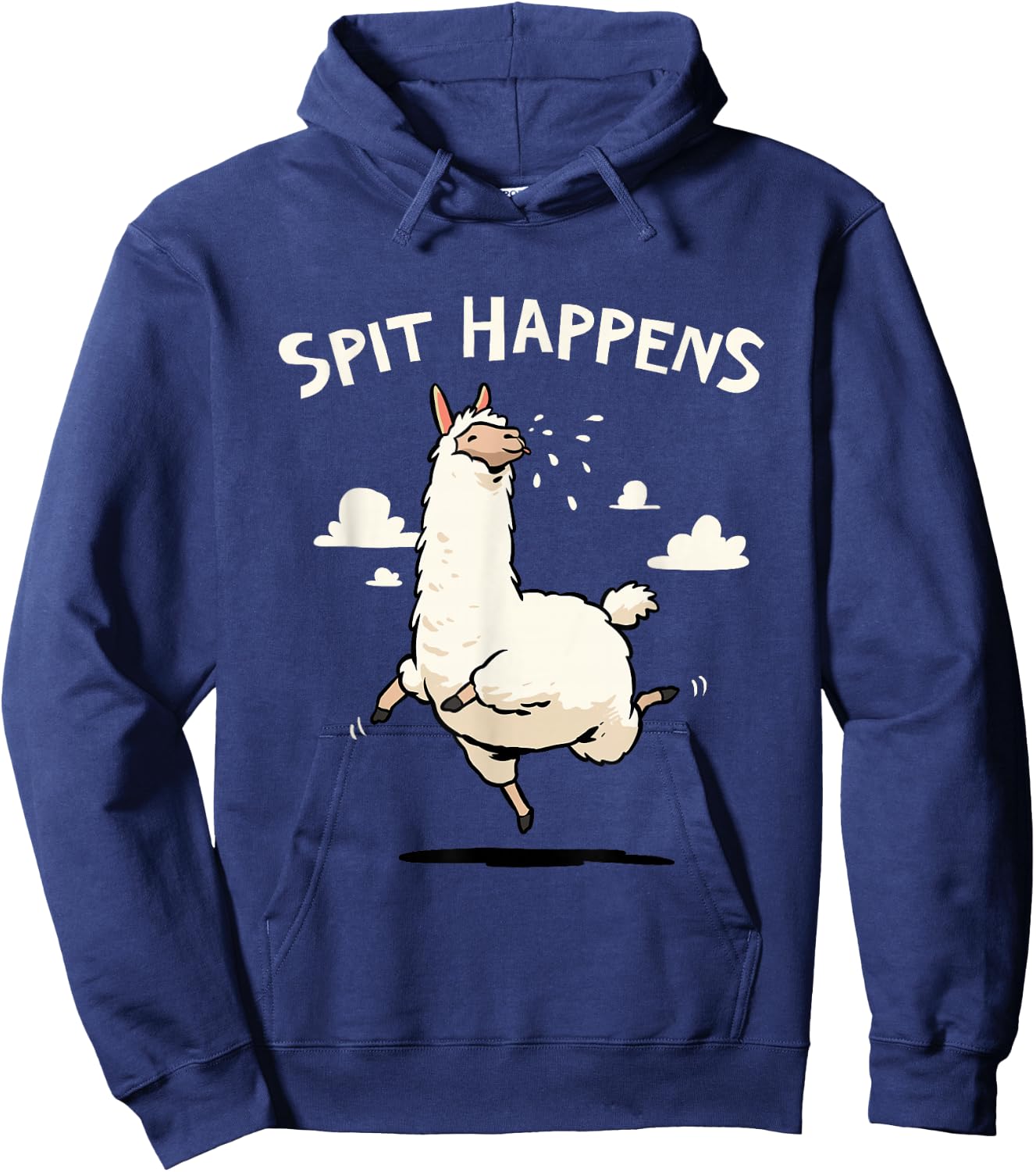 Spit Happens Funny Llama Cartoon Hoodie - Hoodie | Navy