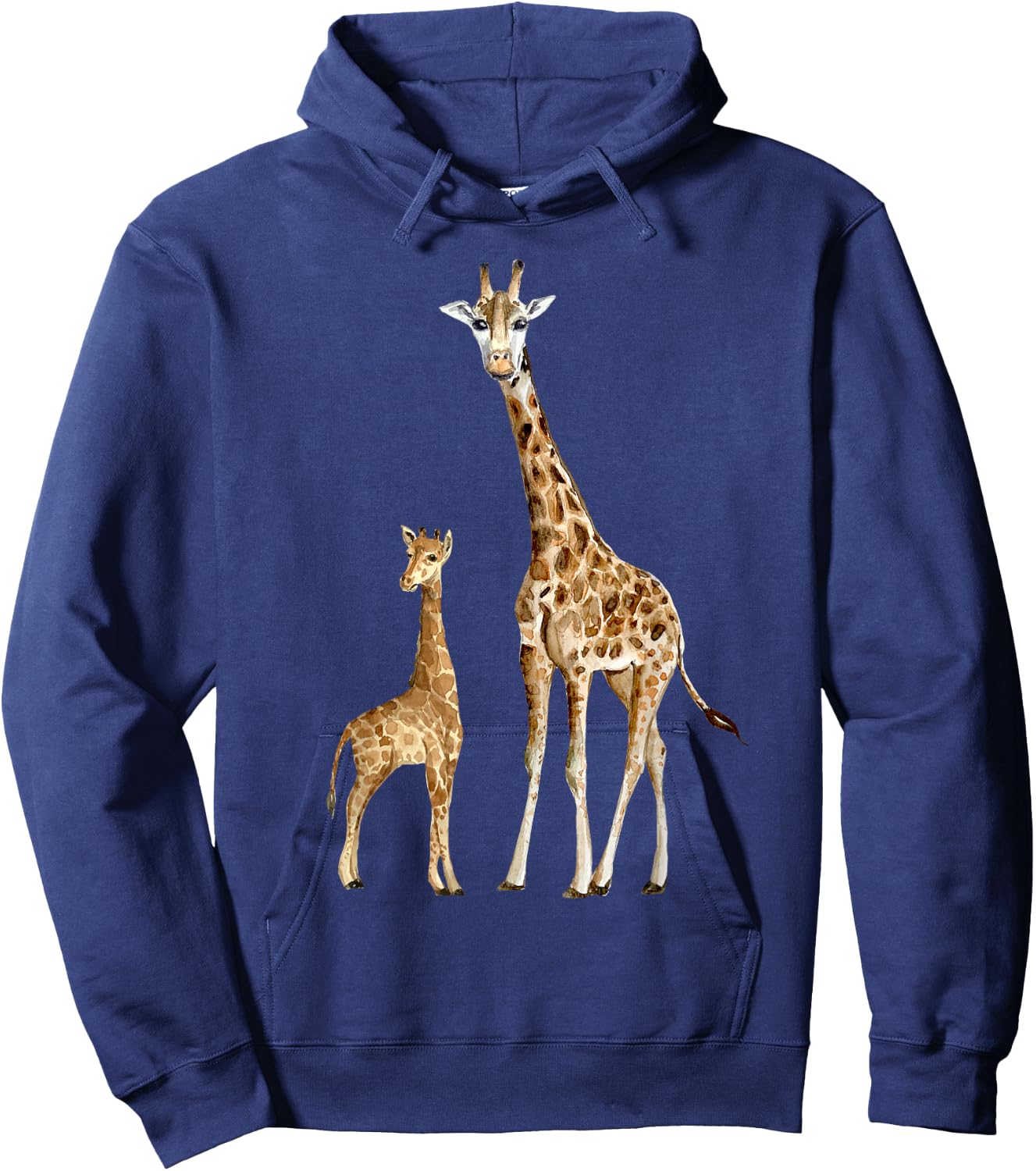 Mama & Baby Giraffe Wildlife Hoodie - Hoodie | Navy