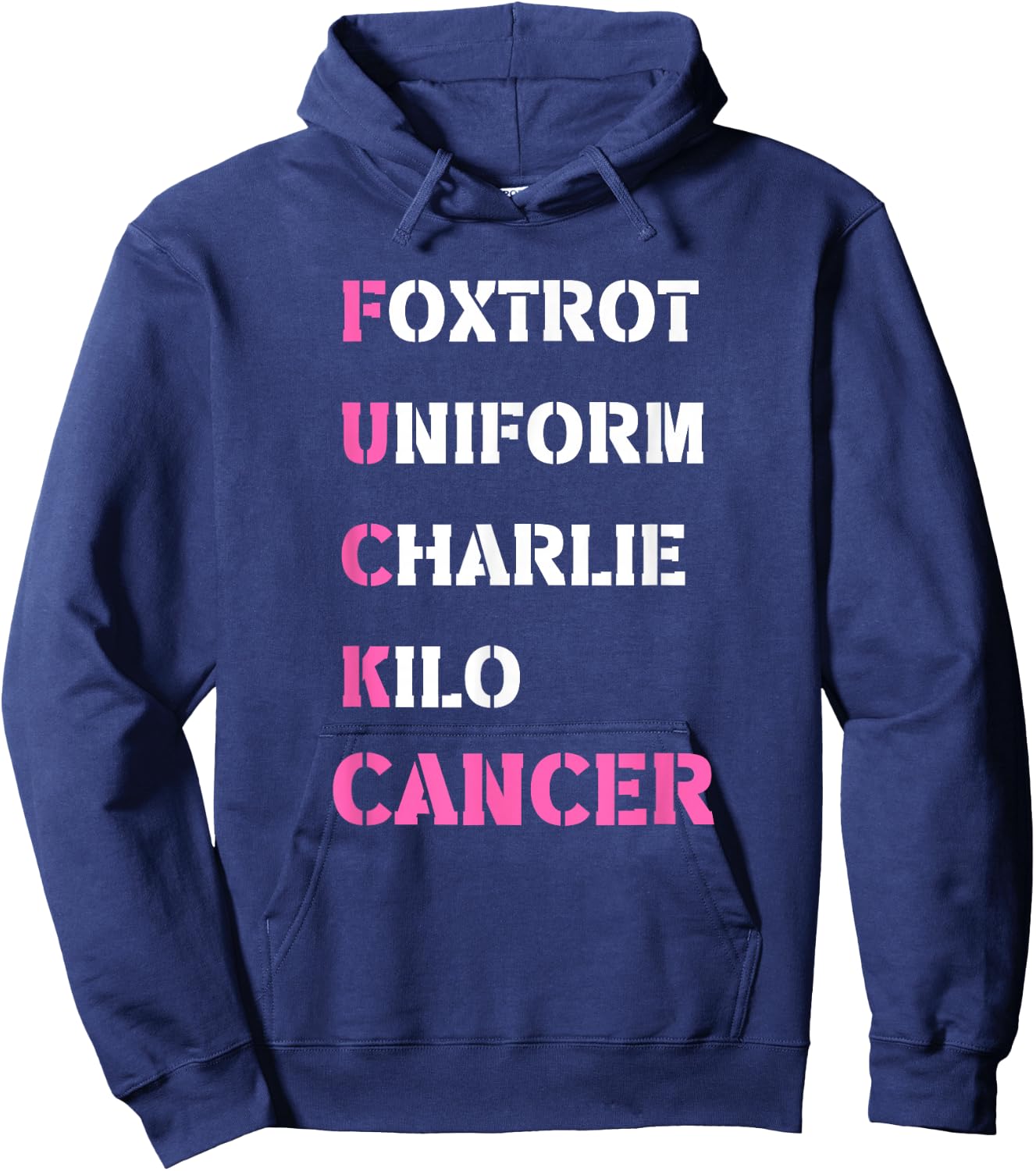 Foxtrot Uniform Charlie Kilo F-ck Breast Cancer - Support Hoodie - Hoodie | Navy
