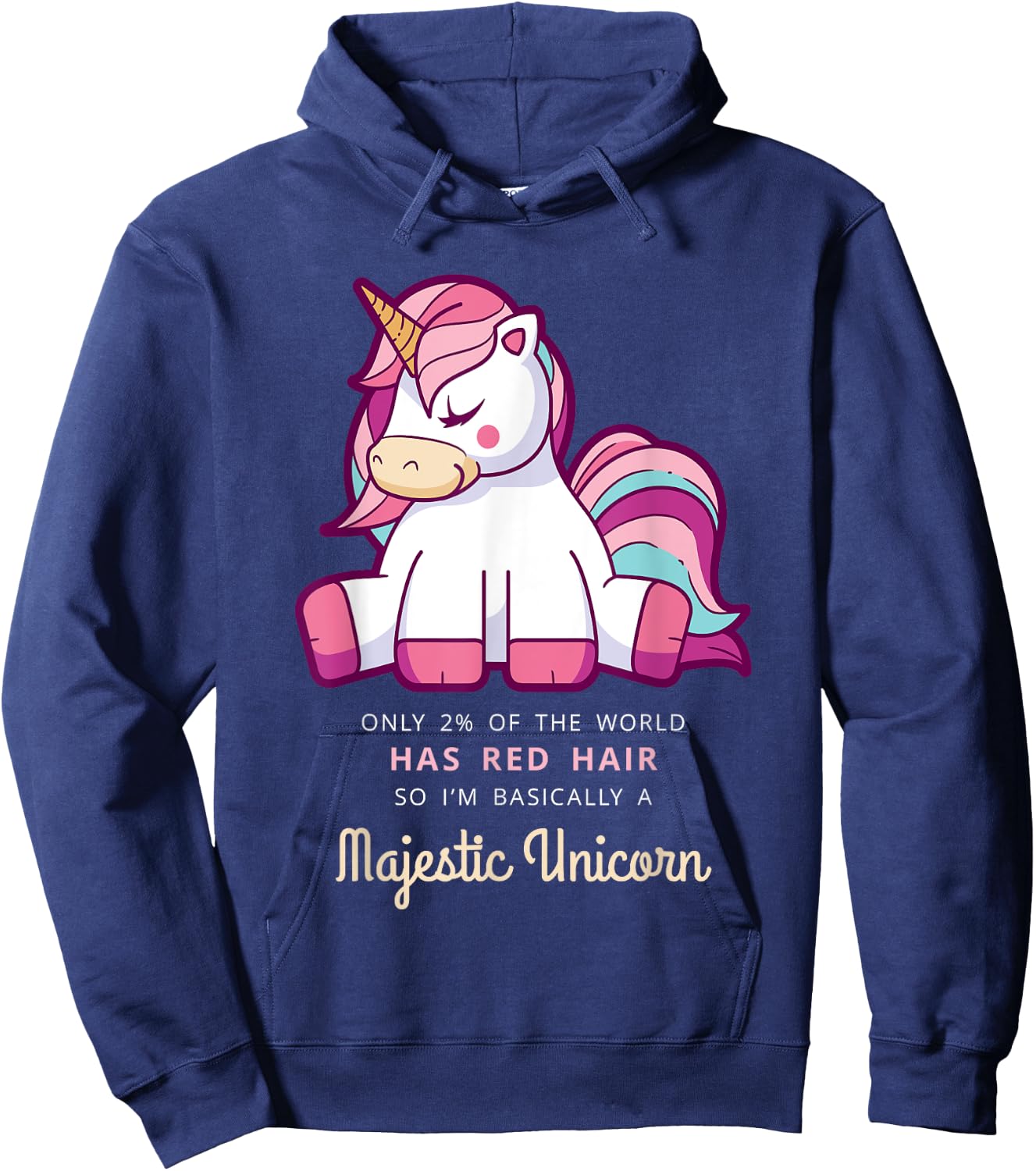 Only 2% Of The World Has Red Hair Majestic Unicorn Hoodie - Hoodie | Navy