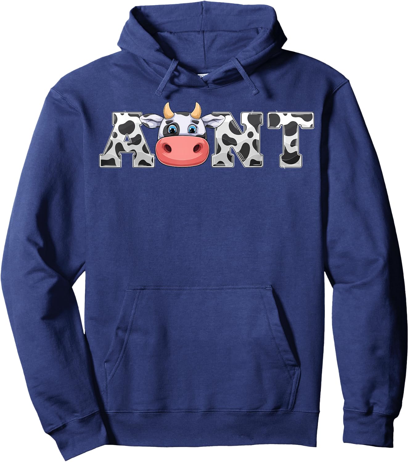 Aunt Cow Print Cowboy Animal Pattern Farmer Cow Aunt Hoodie - Hoodie | Navy