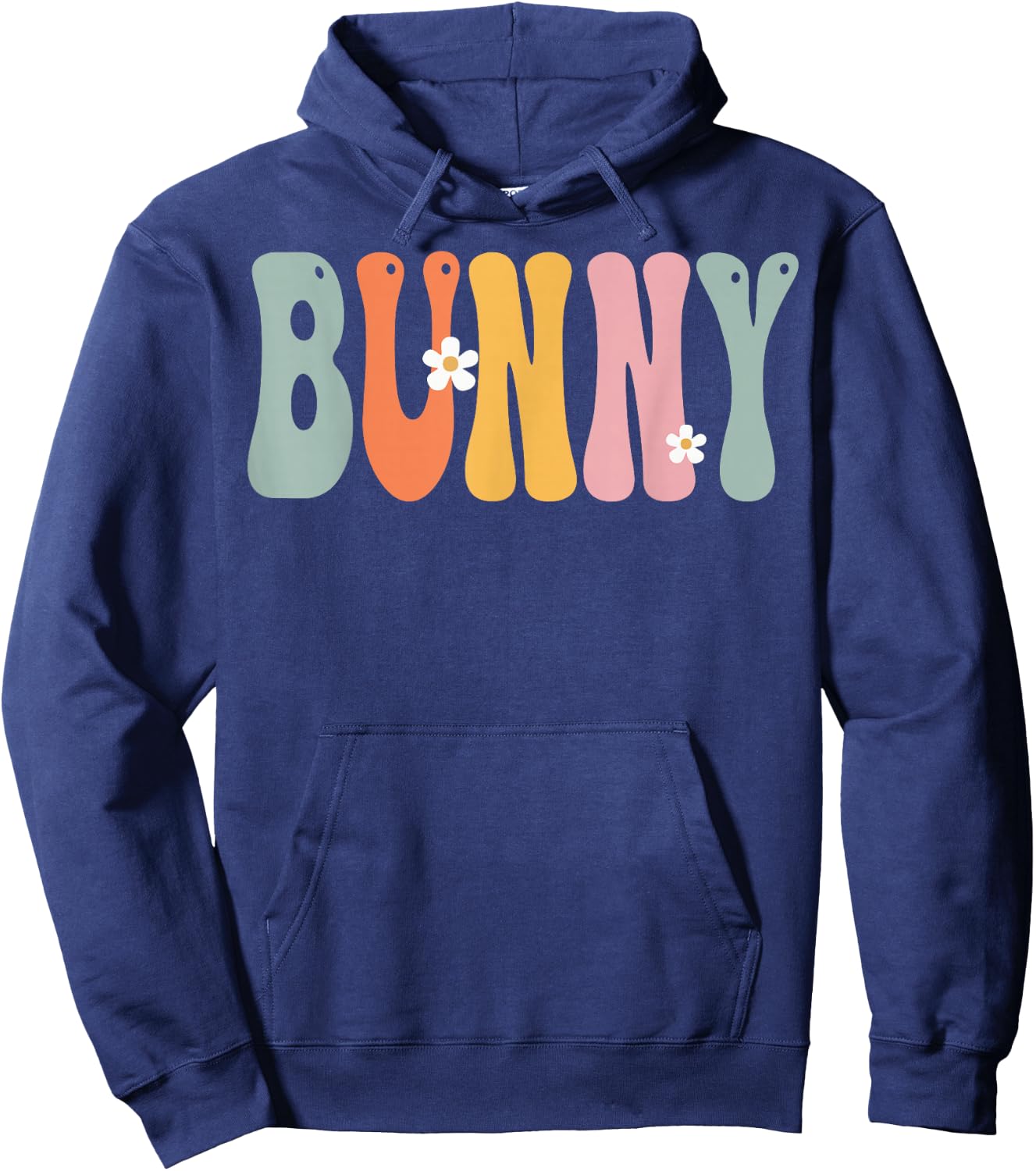 BUNNY Retro Groovy Print Mom Cute Mother's Day Funny Grandma Hoodie - Hoodie | Navy