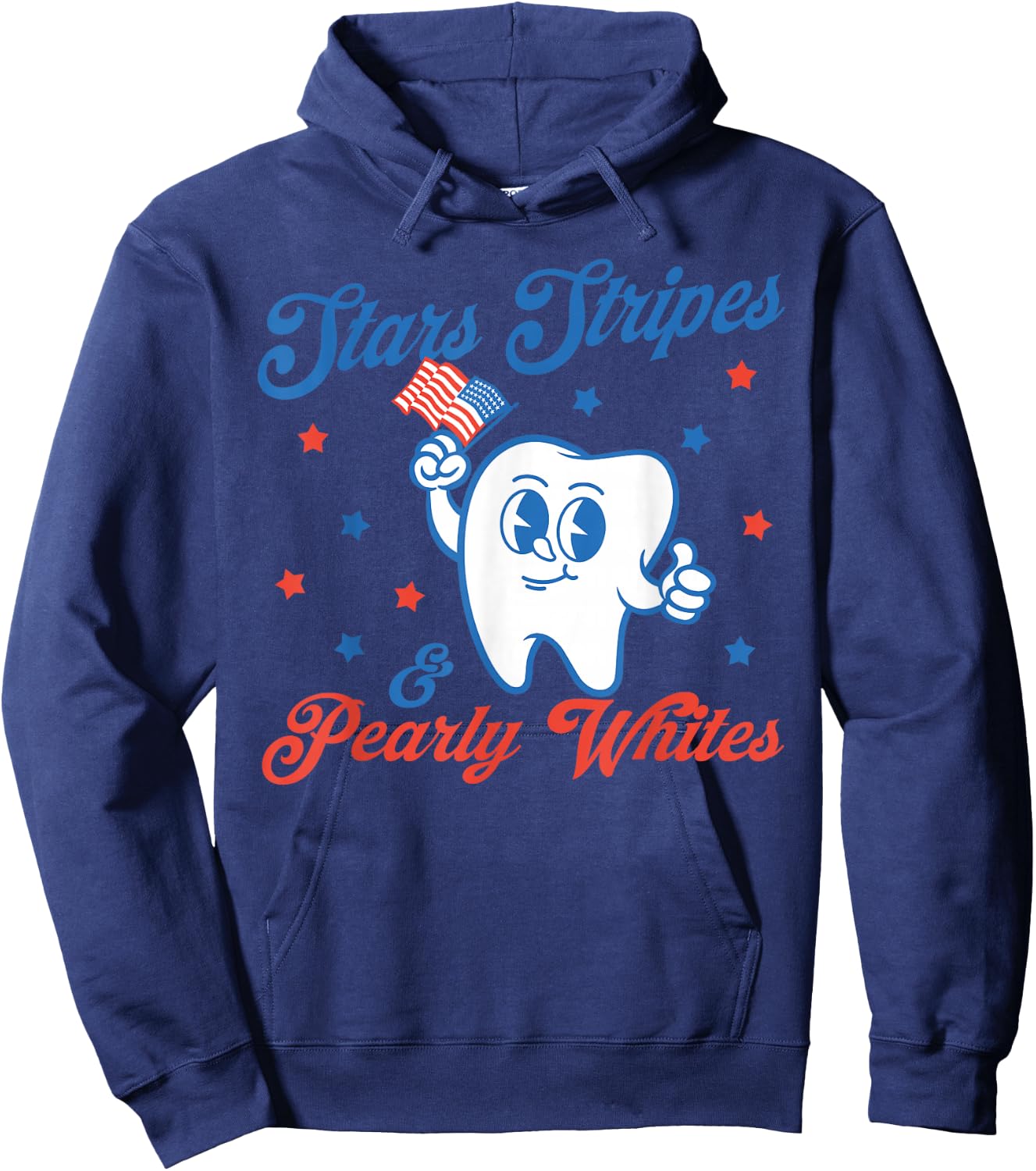 Stars, Stripes & Pearly Whites, 4th Of July Dentist Tooth Hoodie - Hoodie | Navy