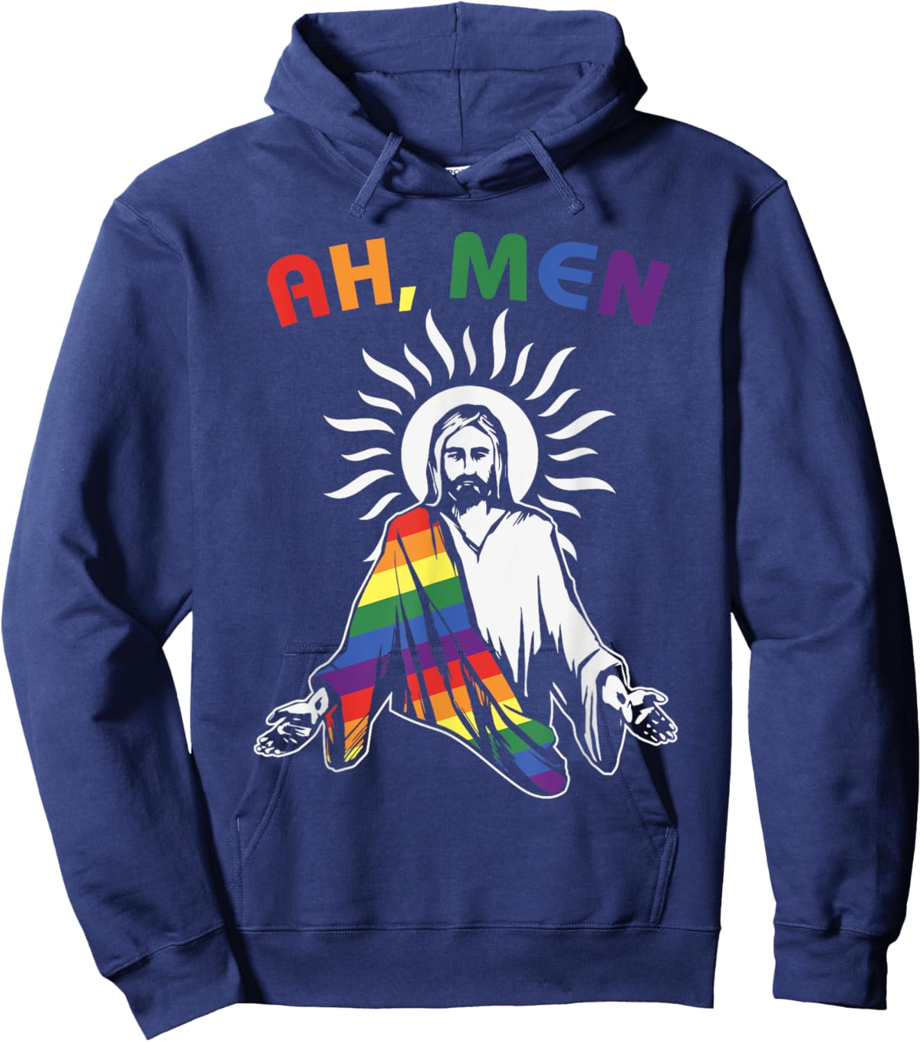 Ah Men Funny Flag LGBT Gay Pride Jesus Freedom , Black, S Hoodie - Hoodie | Navy