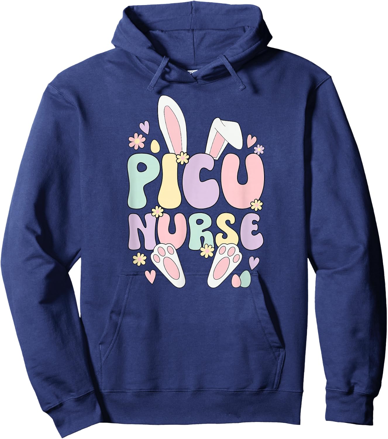 PICU Nurse Easter Bunny Pediatric ICU Nursing Easter Day Hoodie - Hoodie | Navy