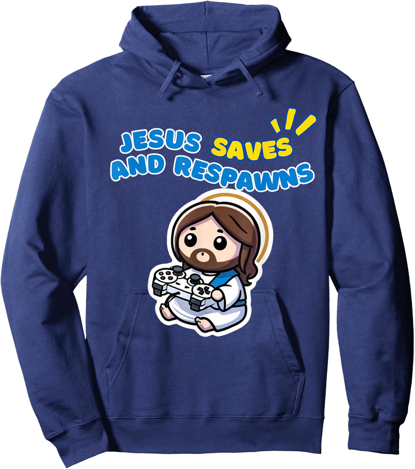 Jesus Respawns Chibi Kawaii Christian Gamer Hoodie - Hoodie | Navy