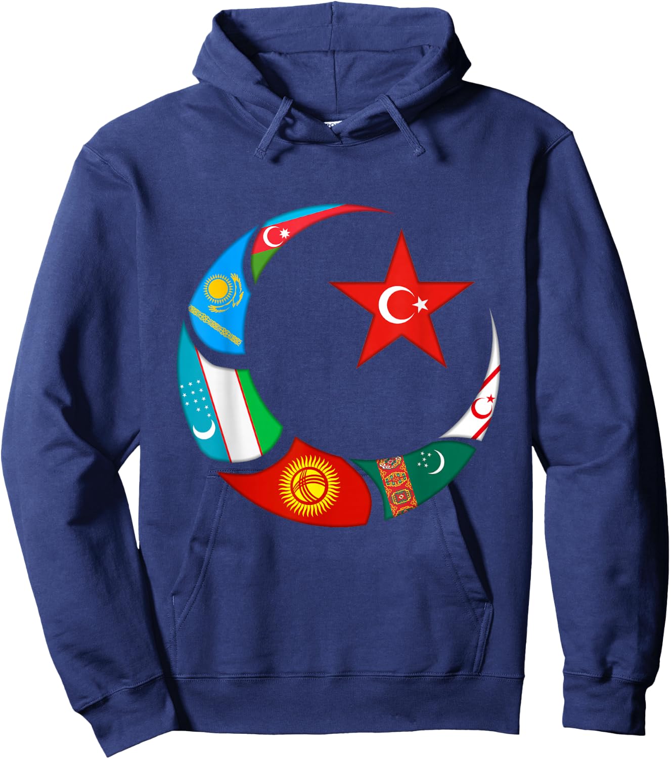 Kazakhstan,Gokturk,Turan,Turkey Flag,Turk Bayragi,Turkiye. Hoodie - Hoodie | Navy