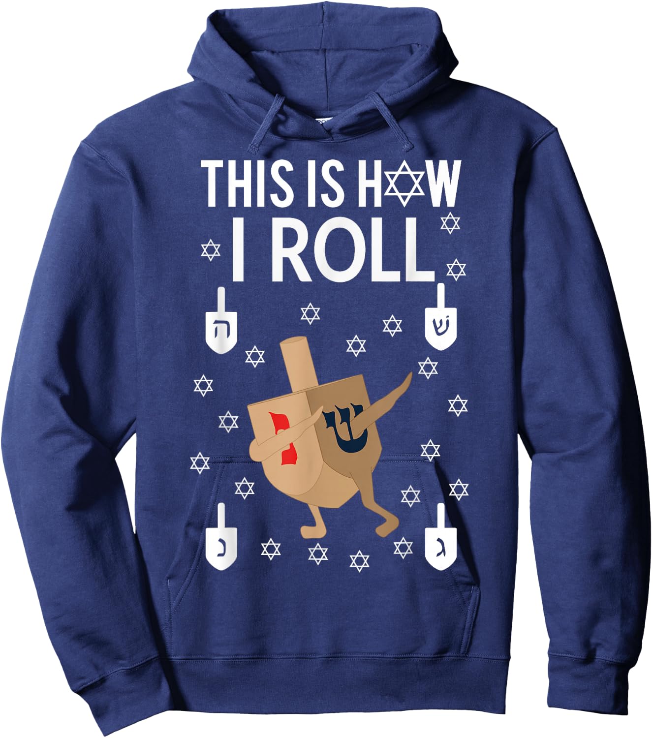 This Is How I Roll Hanukkah Shirt Dab Dreidel Chanukah Gift Hoodie - Hoodie | Navy