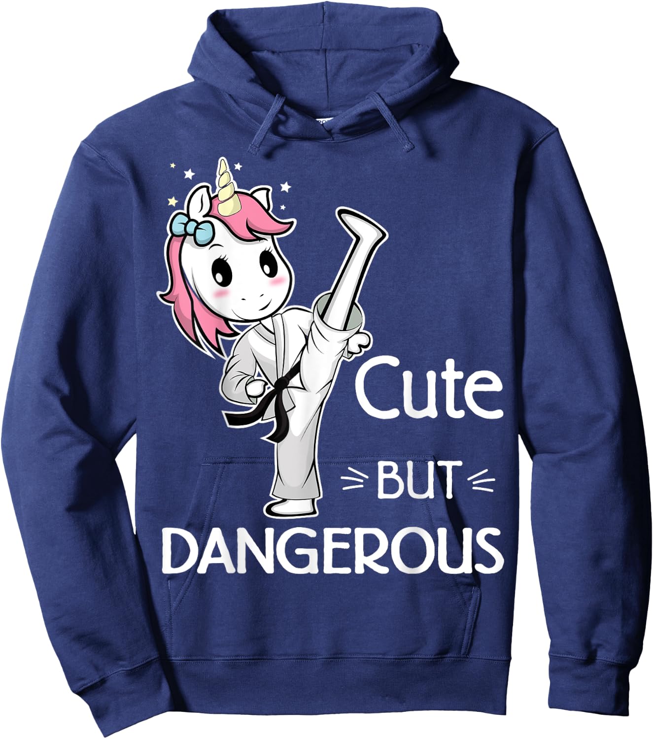 Cute but Dangerous Karate Taekwondo Unicorn Karate Girl Hoodie - Hoodie | Navy