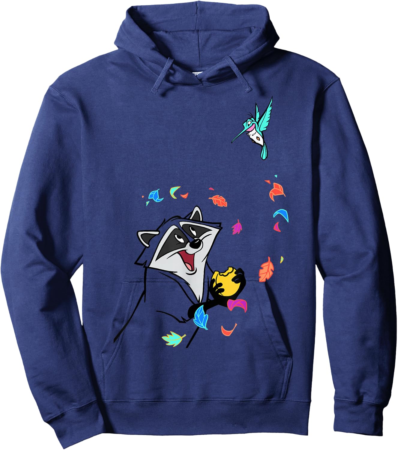 Disney Pocahontas Meeko Flit Colorful Leafs Fall Hoodie - Hoodie | Navy